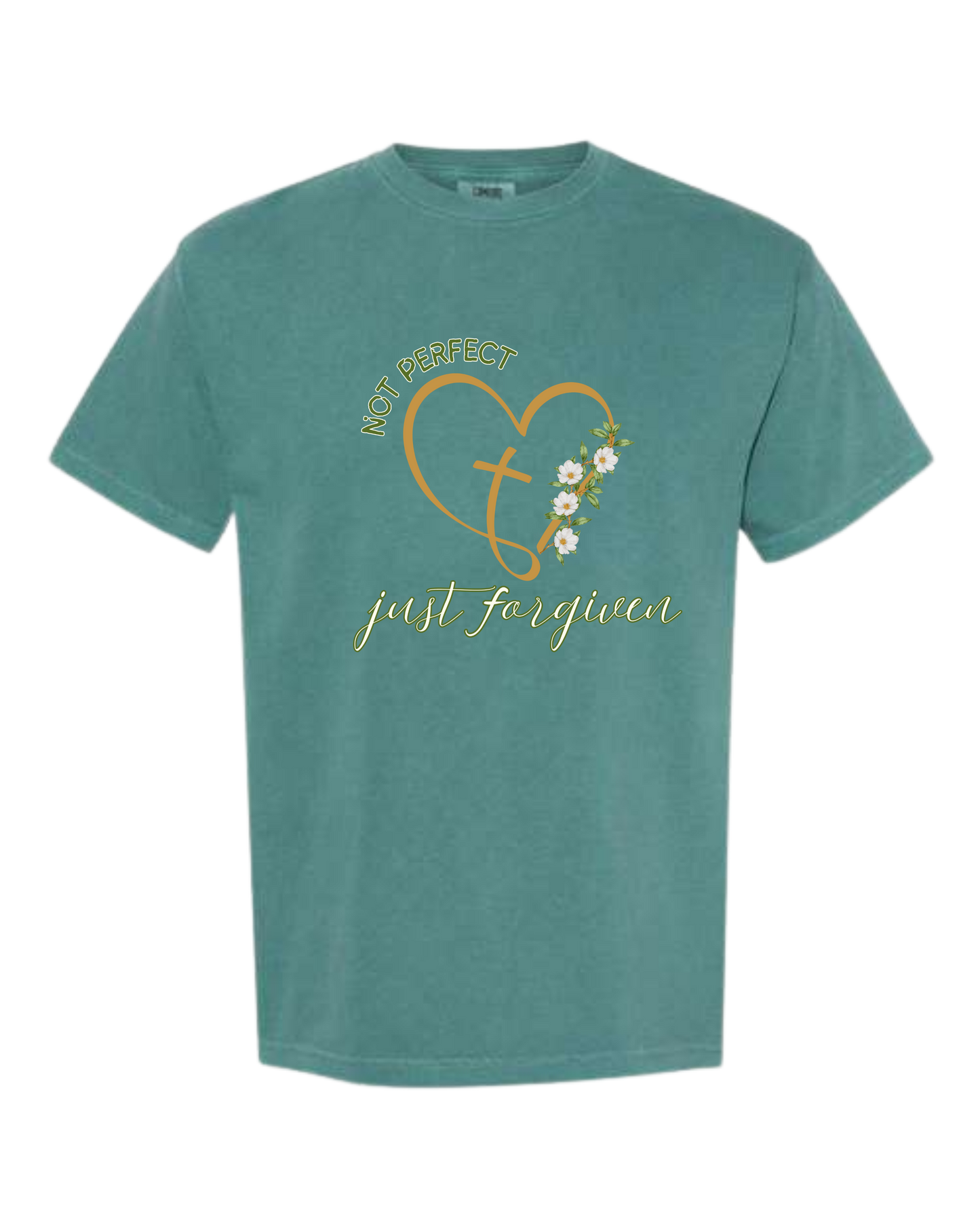 Not Perfect Just Forgiven - Comfort Colors - Heavyweight Unisex Tee - Greens