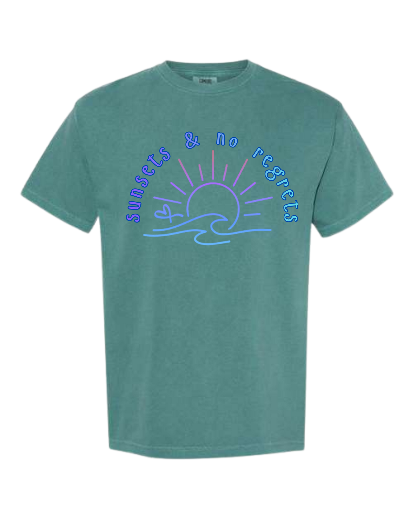 Sunsets & No Regrets - Comfort Colors - Heavyweight Unisex Tee - Greens