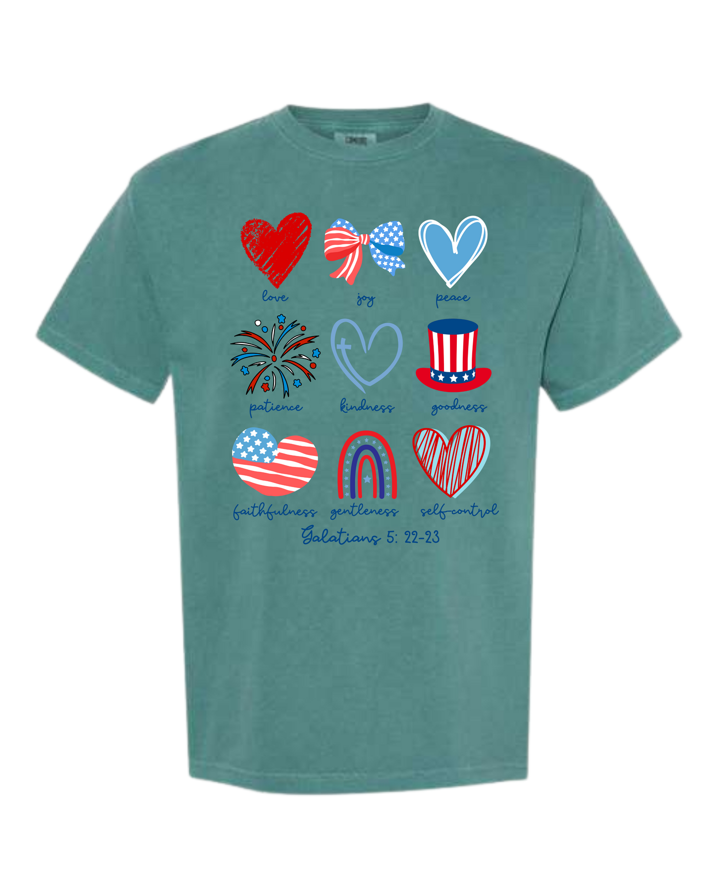 Galatians 5 - Patriotic - Comfort Colors - Heavyweight Unisex Tee - Greens