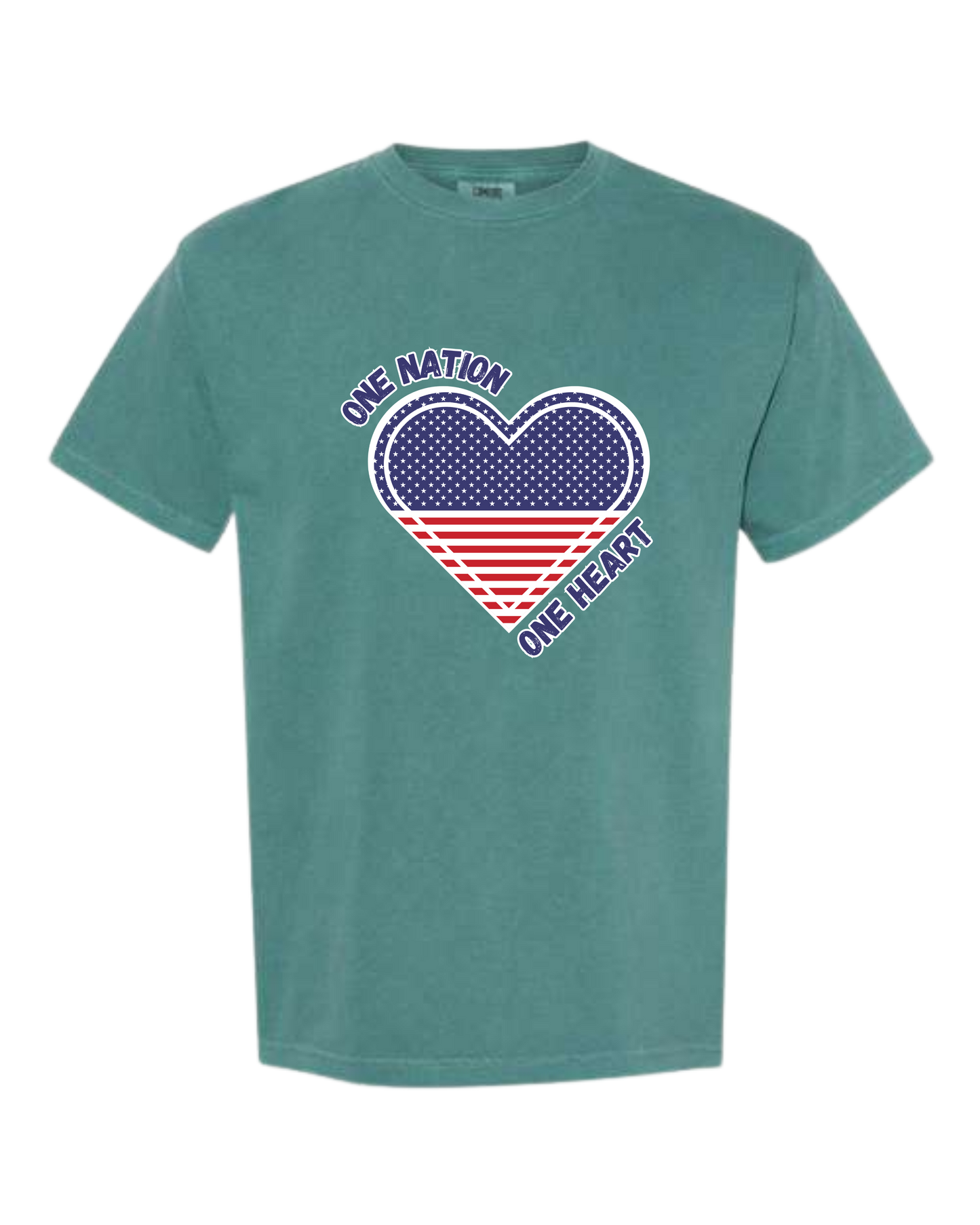 One Nation One Heart - Comfort Colors - Heavyweight Unisex Tee - Greens