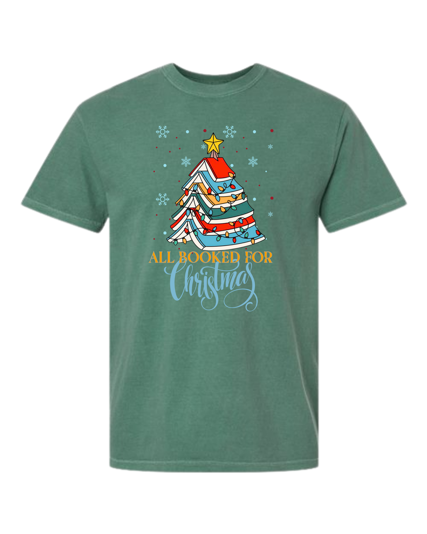 All Booked For Christmas - Comfort Colors - Heavyweight Unisex Tee - Greens