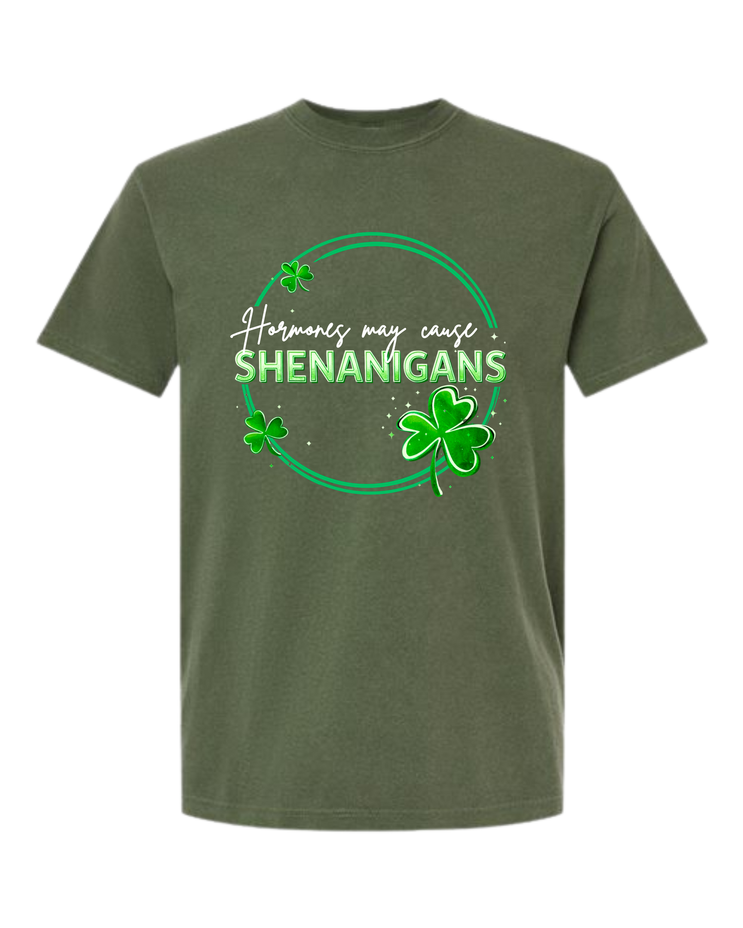 Hormones May Cause Shenanigans - Comfort Colors - Heavyweight Unisex Tee - Greens