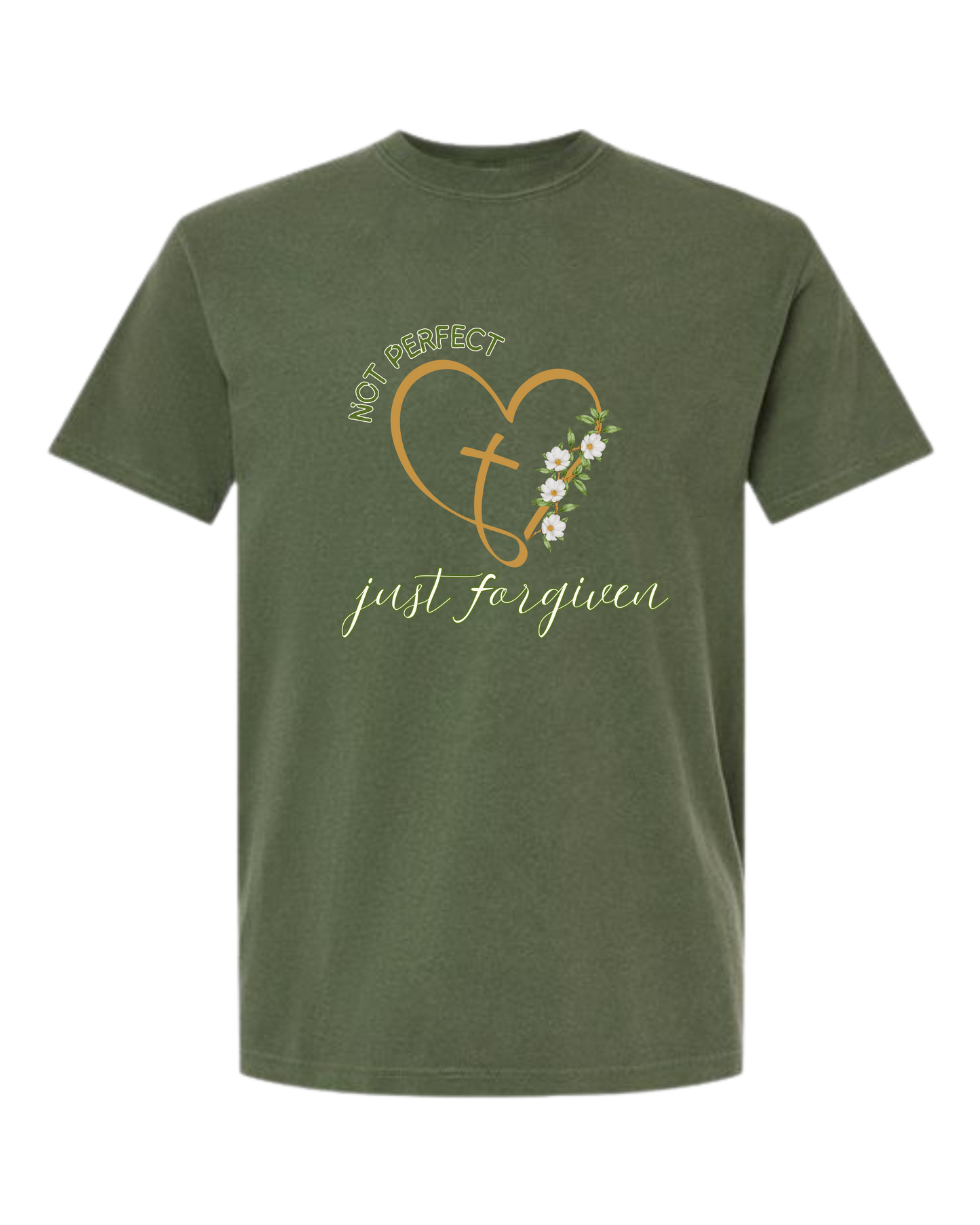 Not Perfect Just Forgiven - Comfort Colors - Heavyweight Unisex Tee - Greens