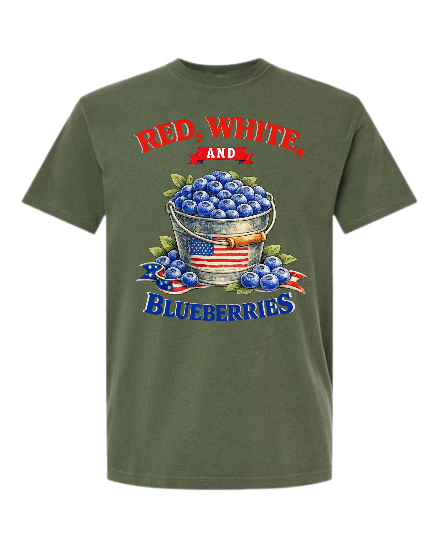 Red, White, And Blueberries - Comfort Colors - Heavyweight Unisex Tee - Greens