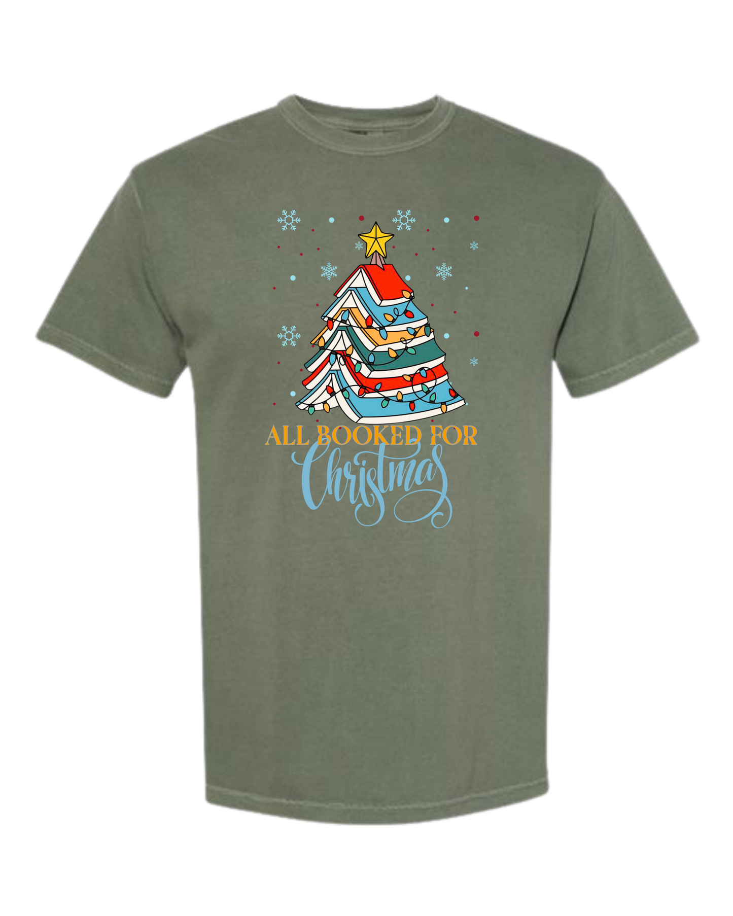 All Booked For Christmas - Comfort Colors - Heavyweight Unisex Tee - Greens