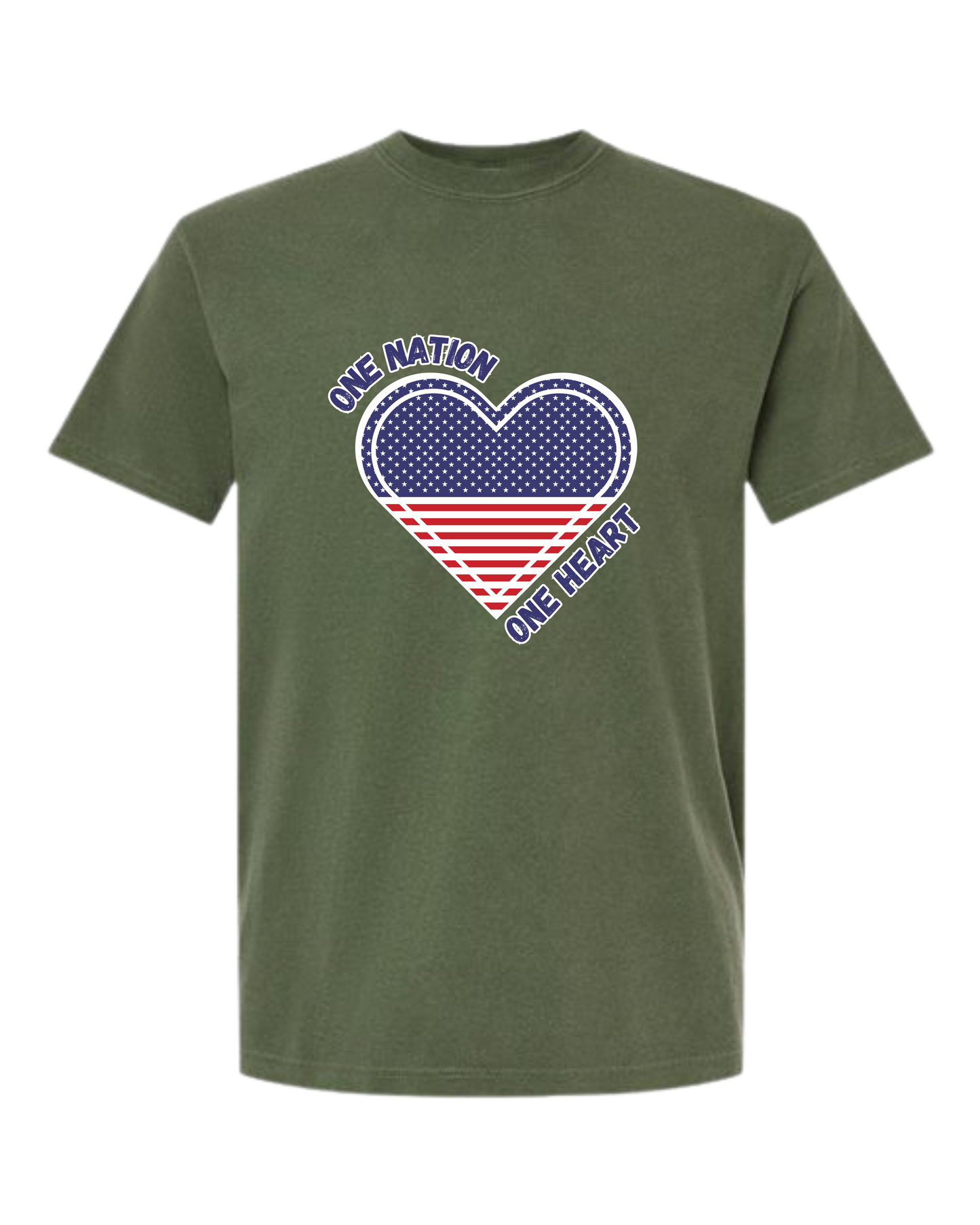 One Nation One Heart - Comfort Colors - Heavyweight Unisex Tee - Greens