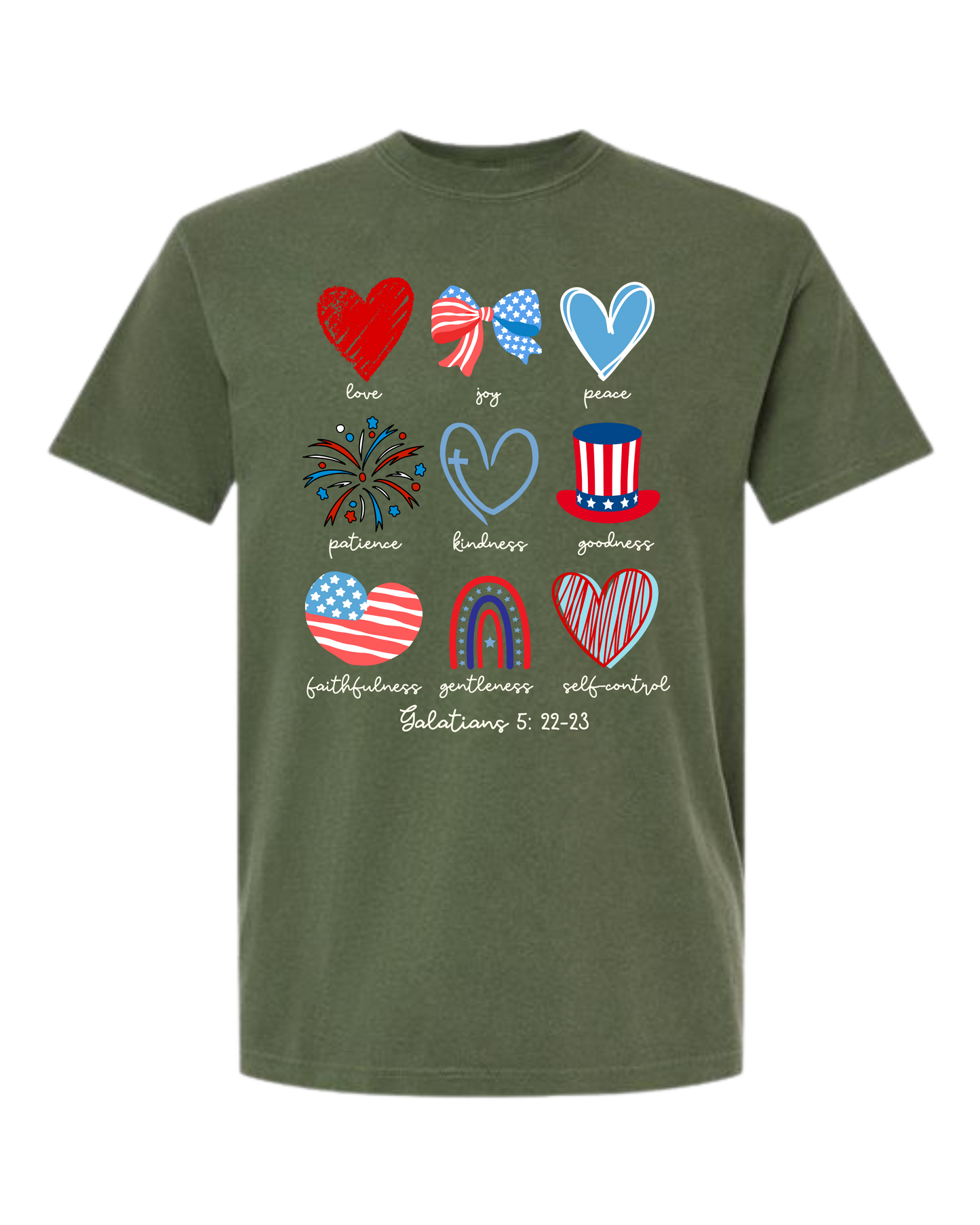 Galatians 5 - Patriotic - Comfort Colors - Heavyweight Unisex Tee - Greens