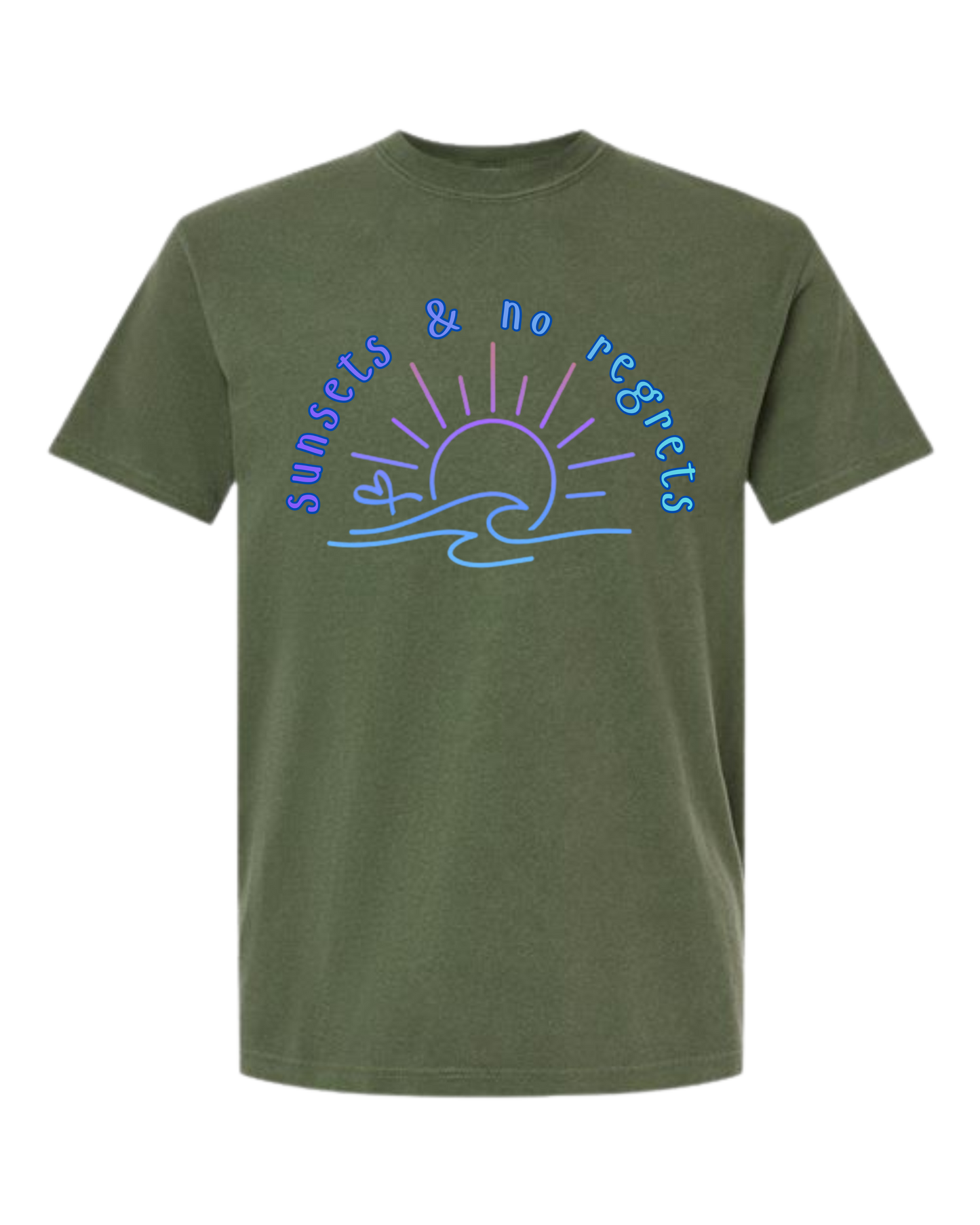 Sunsets & No Regrets - Comfort Colors - Heavyweight Unisex Tee - Greens