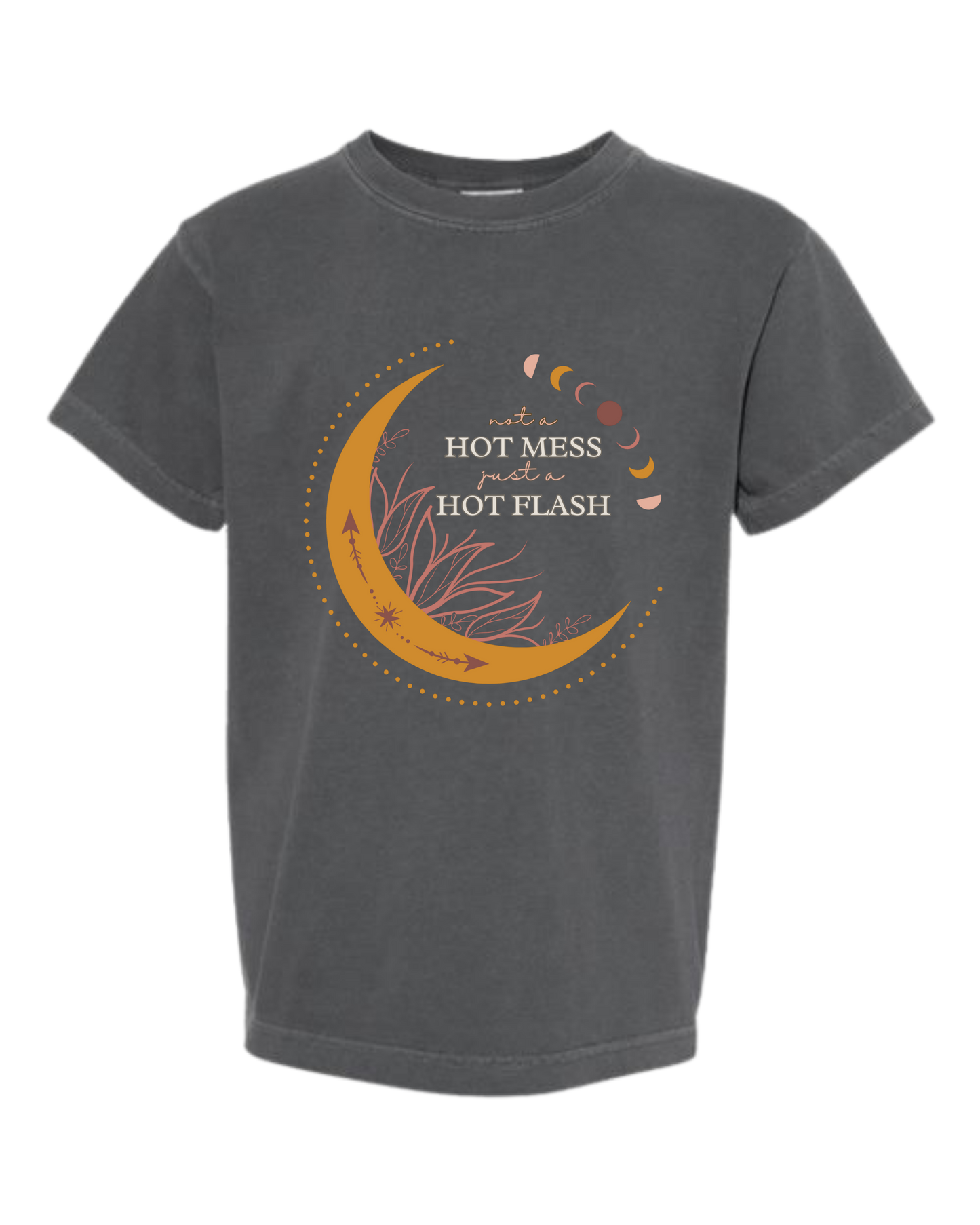 Not A Hot Mess Just A Hot Flash - Comfort Colors - Heavyweight Youth Tee - Neutral Colors & Blues
