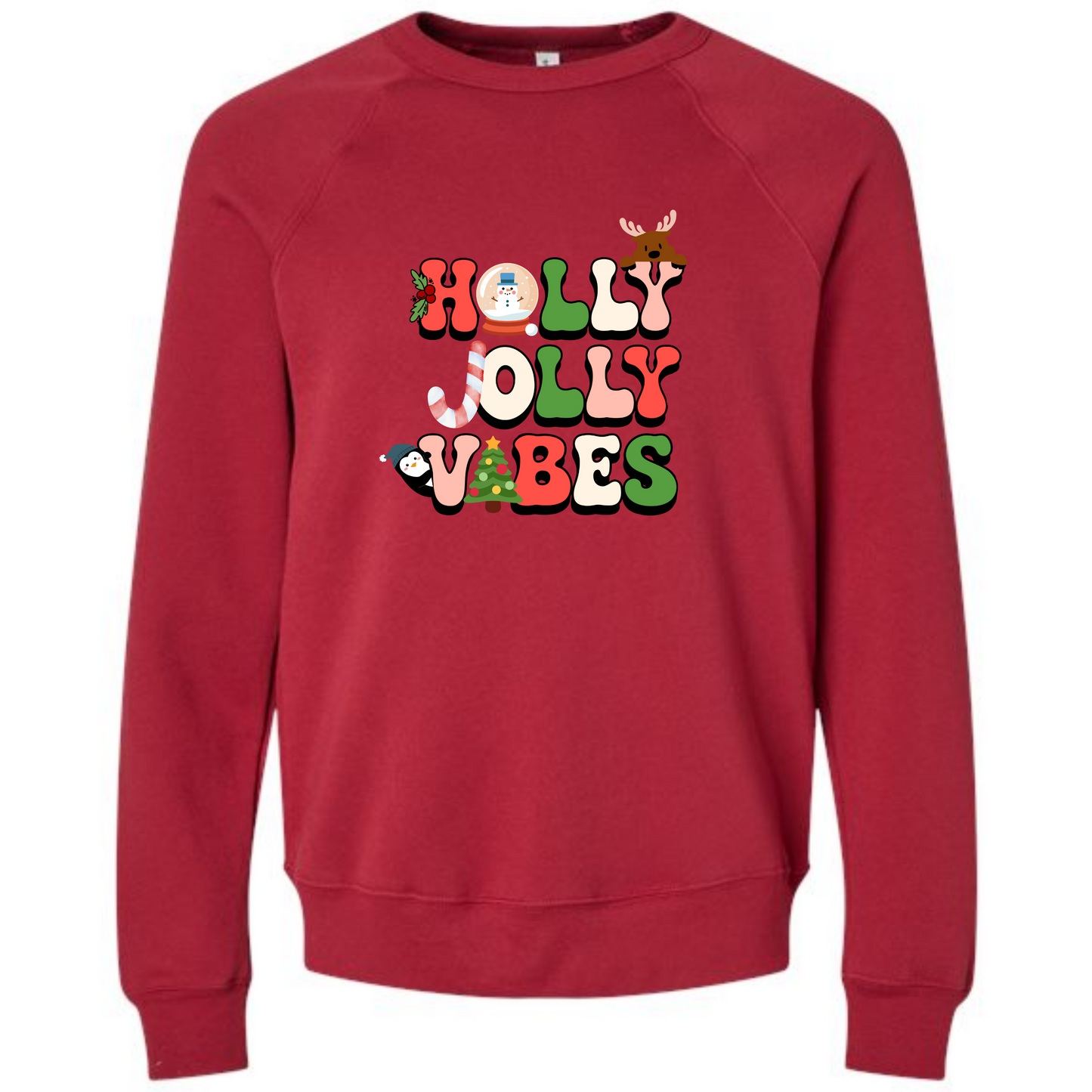 Holly Jolly Vibes - Sponge Fleece Raglan Sweatshirt - Assorted Colors