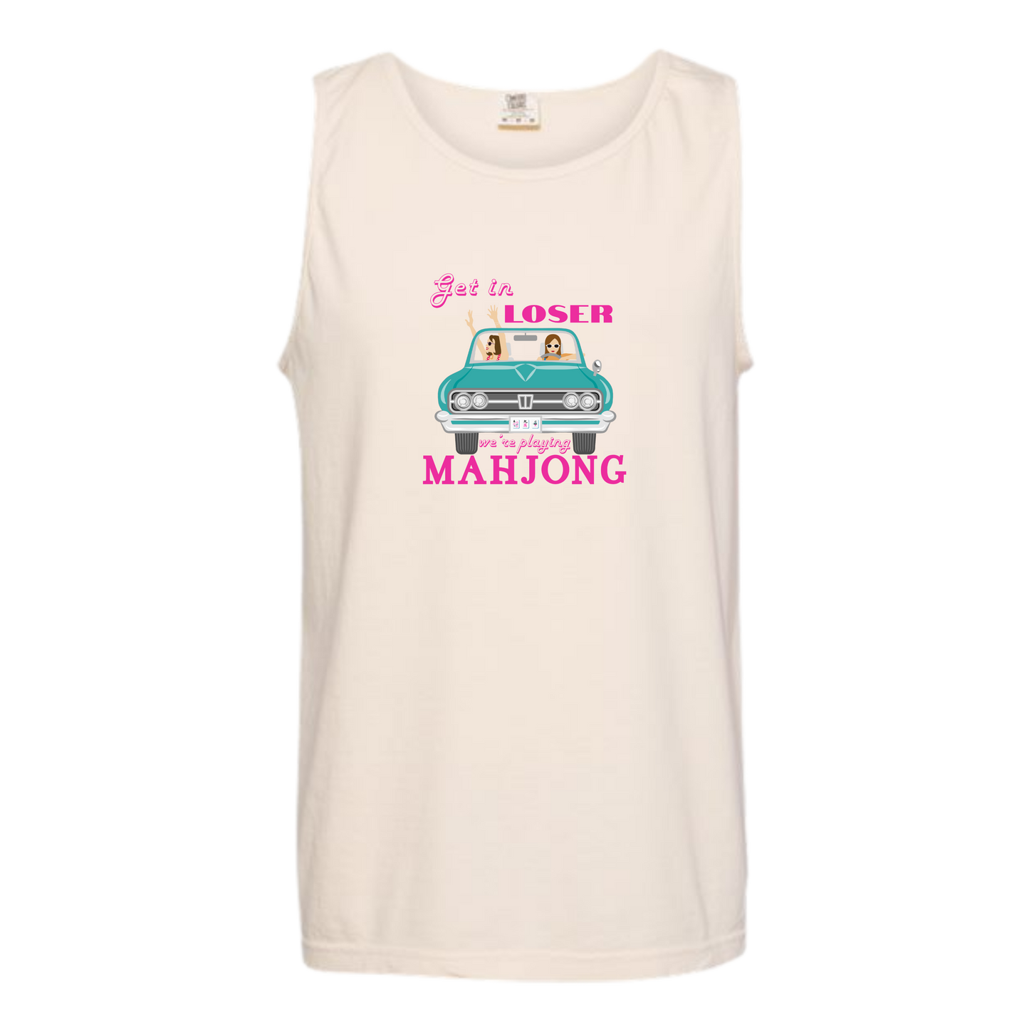 Get in Loser We're Playing Mahjong - Comfort Colors - Unisex Tank - Neutral Colors & Blues