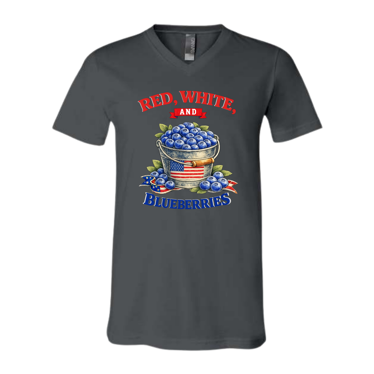 Red, White, And Blueberries - Bella+Canvas - Unisex V-Neck - Neutral Colors
