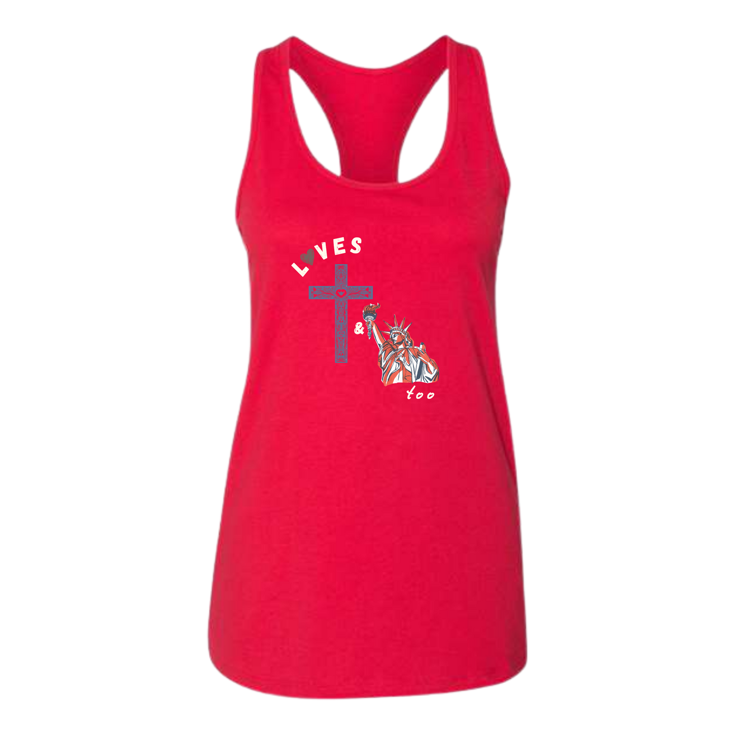 Loves Jesus & America too - Bella+Canvas - Women's Jersey Racerback Tank