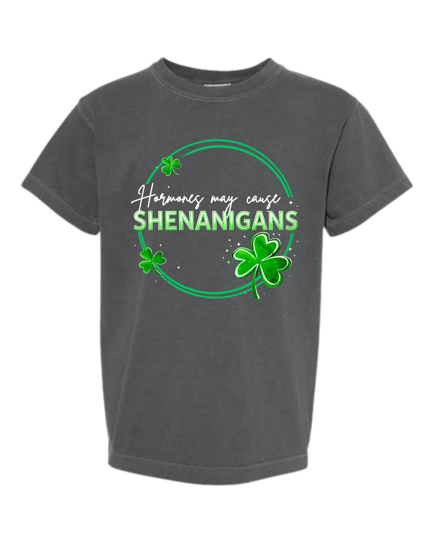 Hormones May Cause Shenanigans - Comfort Colors - Heavyweight Youth Tee - Neutral Colors & Blues