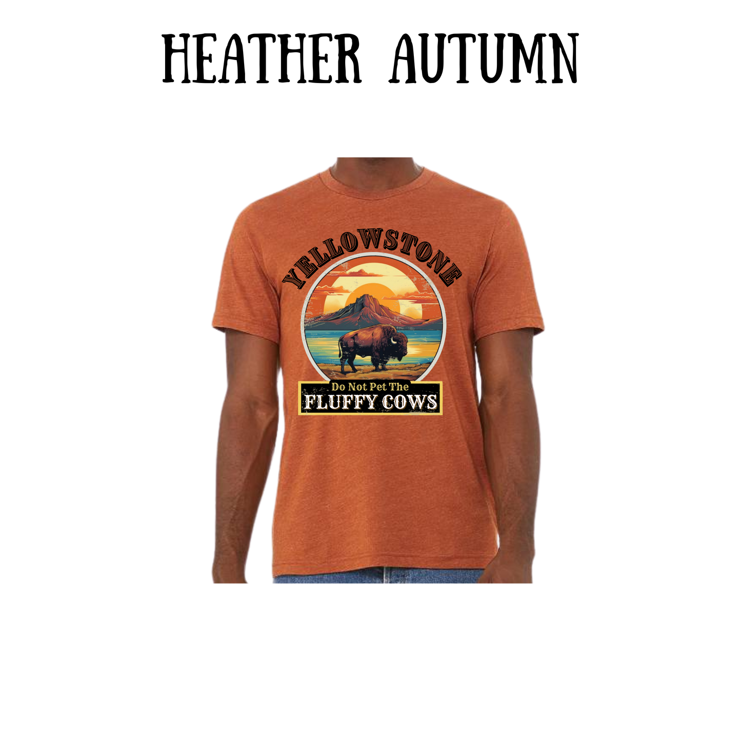 CP - Yellowstone: Fluffy Cows - Unisex Tee - Yellows, Oranges, Reds