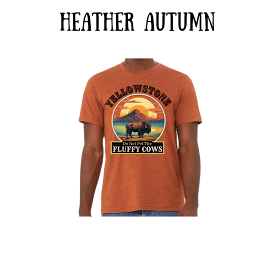 CP - Yellowstone: Fluffy Cows - Unisex Tee - Yellows, Oranges, Reds