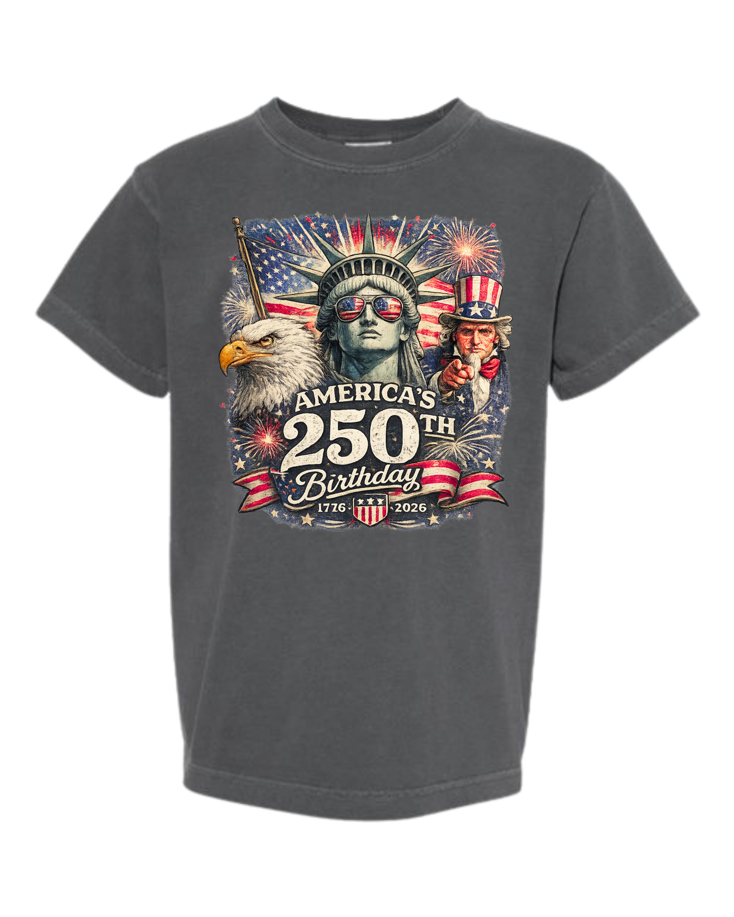 America's 250th Birthday - Comfort Colors - Heavyweight Youth Tee - Neutral Colors & Blues