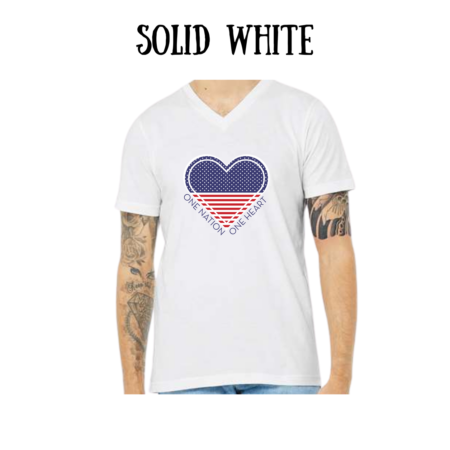 PP - One Nation One Heart - Unisex V-Neck - Neutral Colors