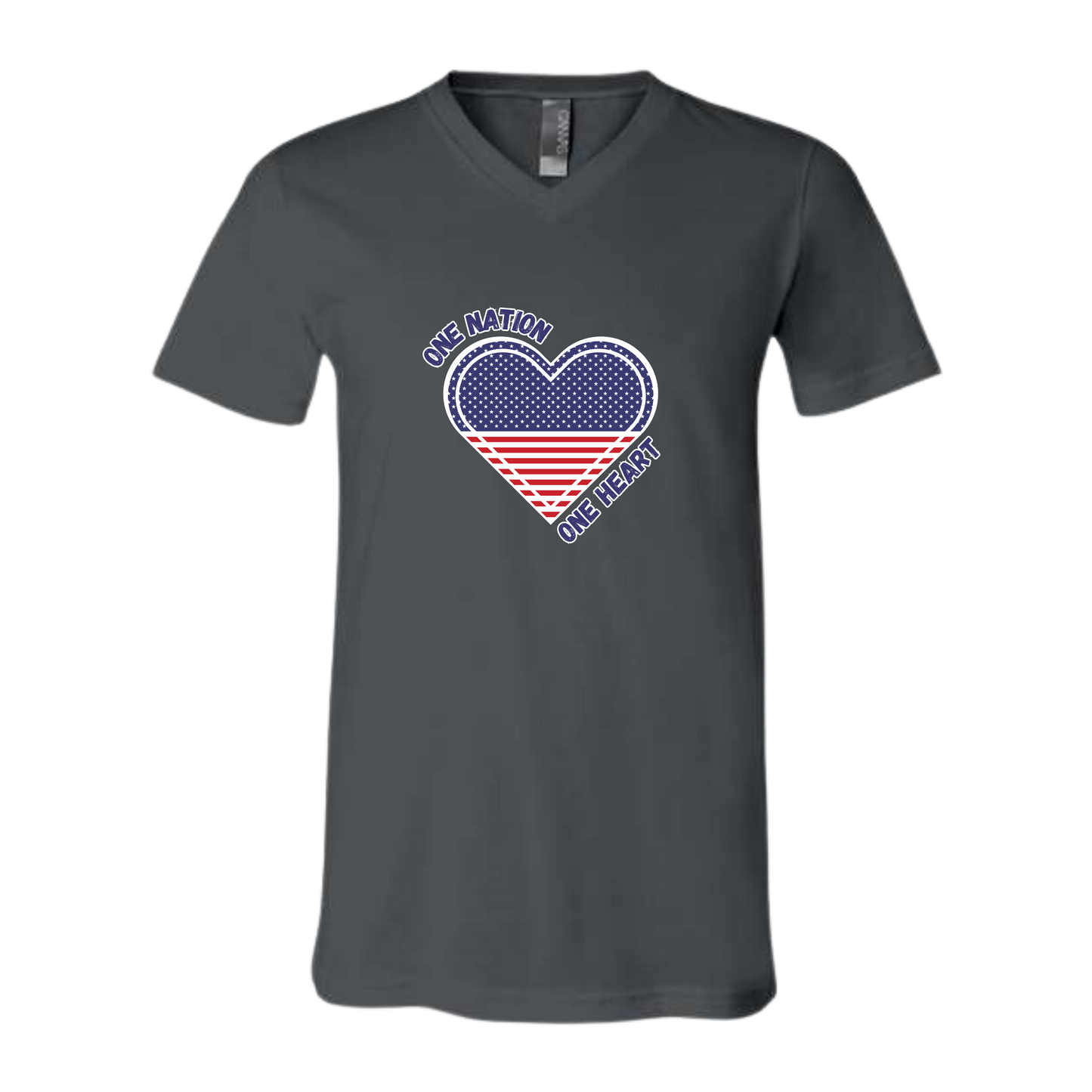 One Nation One Heart - Bella+Canvas - Unisex V-Neck - Neutral Colors
