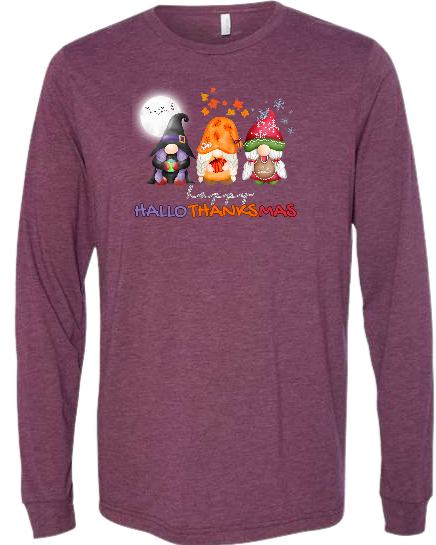 Happy HalloThanksMas Gnomes - Unisex Long Sleeve - Assorted Colors