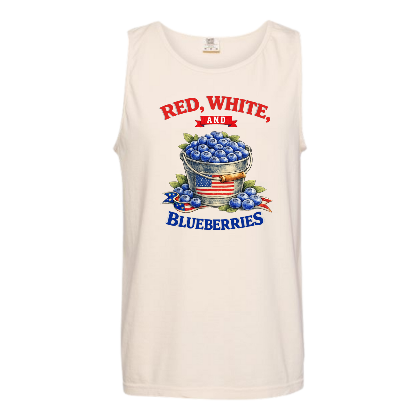 Red, White, And Blueberries - Comfort Colors - Unisex Tank - Neutral Colors & Blues