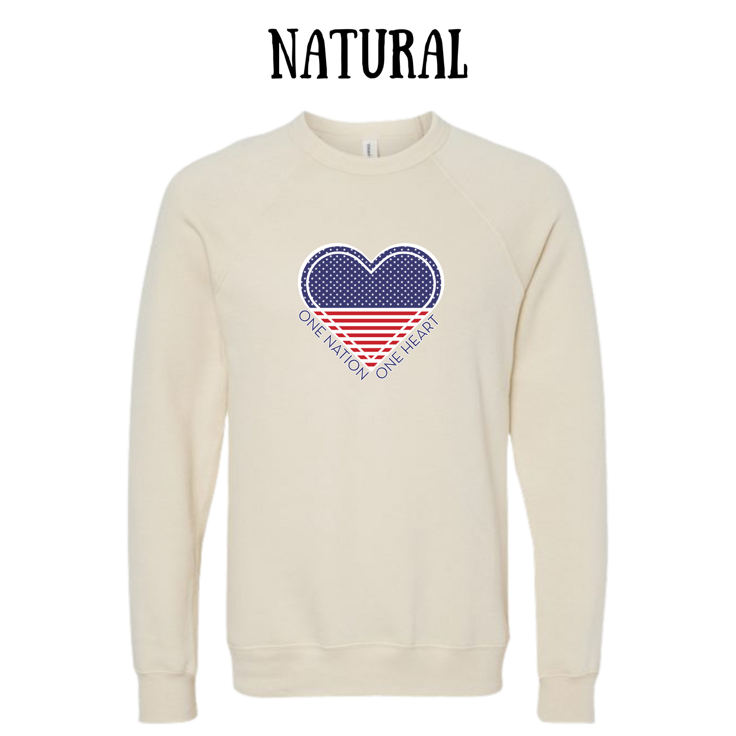 PP - One Nation One Heart - Sponge Fleece Raglan Sweatshirt - Greens, Neutrals