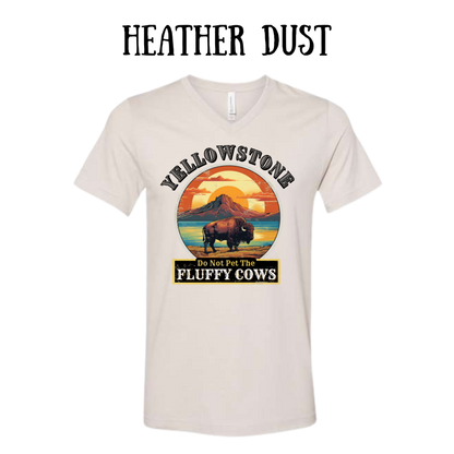 CP - Yellowstone: Fluffy Cows - Unisex V-Neck - Neutral Colors