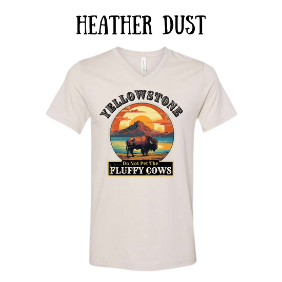 CP - Yellowstone: Fluffy Cows - Unisex V-Neck - Neutral Colors