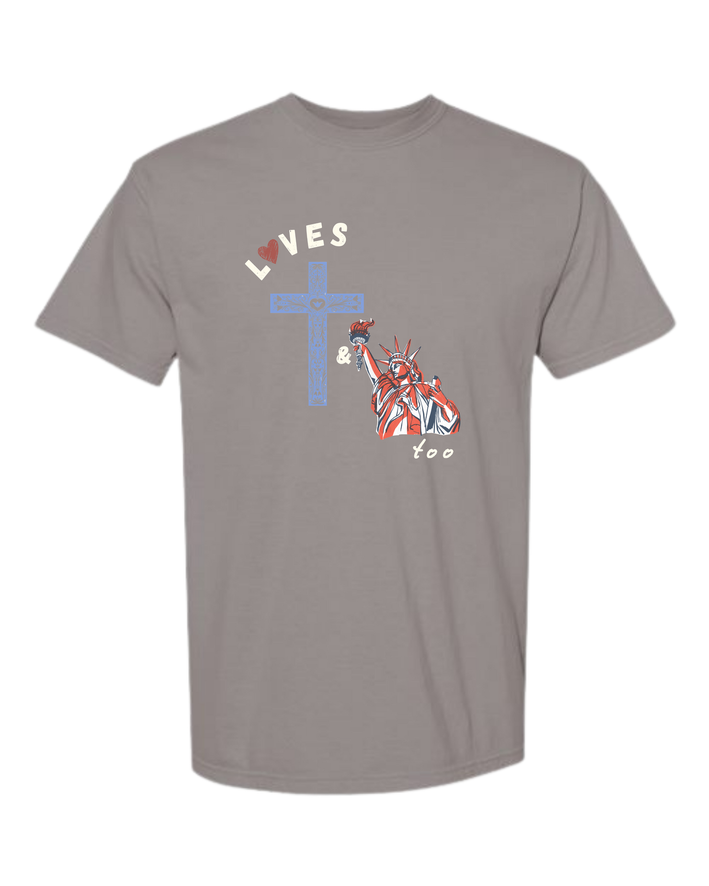 Loves Jesus & America too - Comfort Colors - Heavyweight Unisex Tee - Neutral Colors