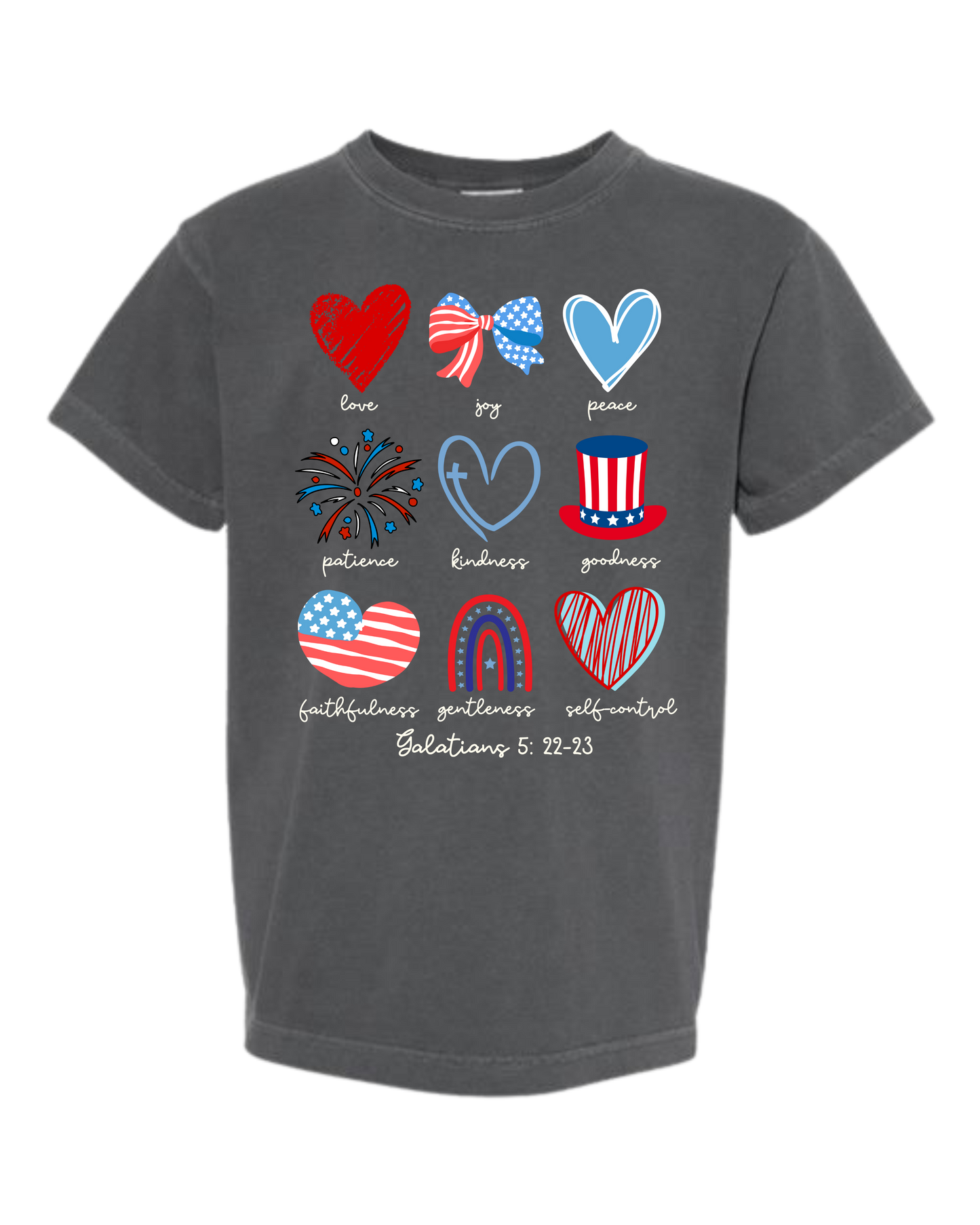 Galatians 5 - Patriotic - Comfort Colors - Heavyweight Youth Tee - Neutral Colors & Blues