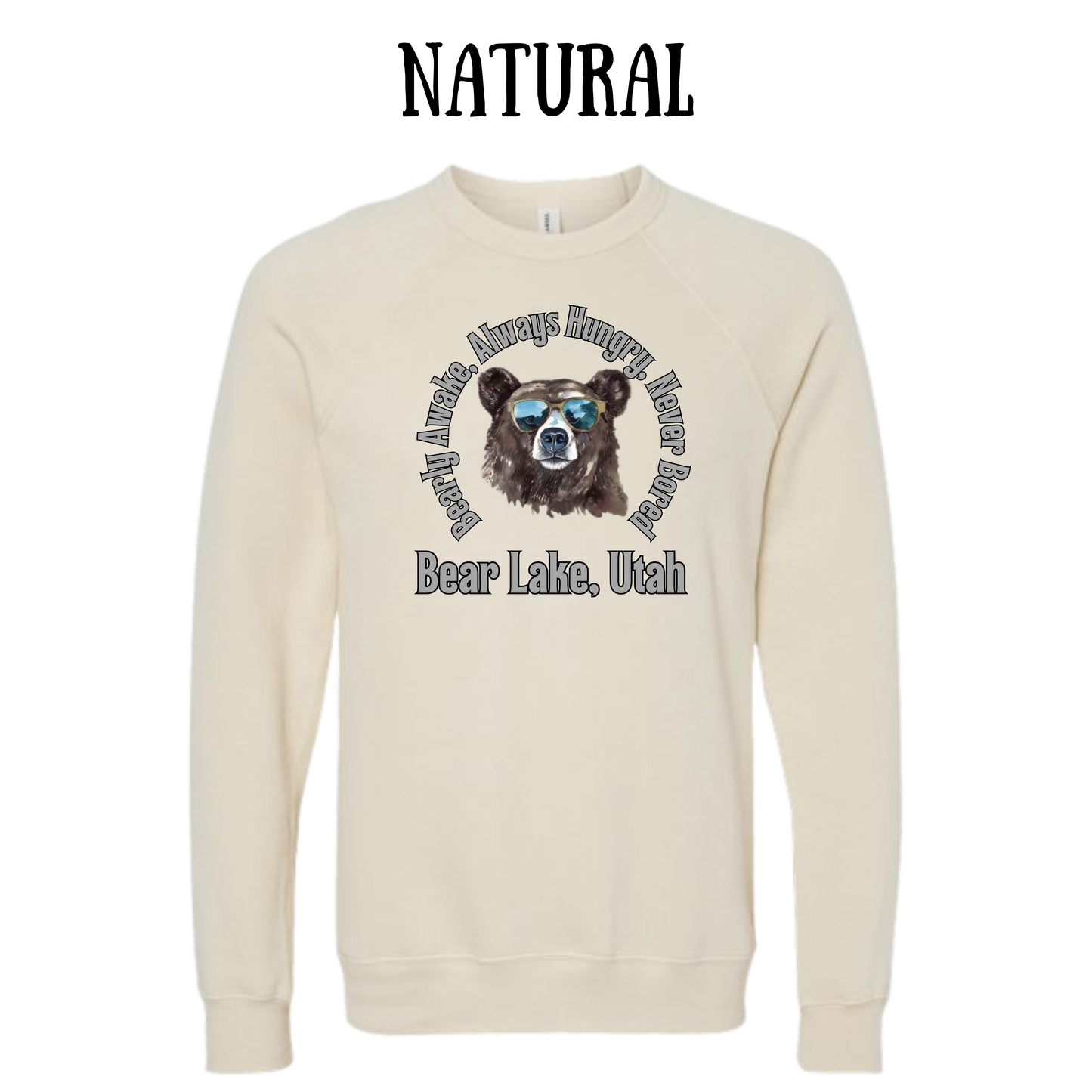 CP - Bear Lake Utah - Sponge Fleece Raglan Sweatshirt - Greens, Neutrals