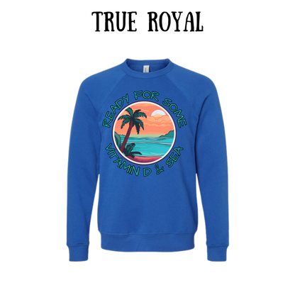 VP - Ready For Some Vitamin D & Sea - Sponge Fleece Raglan Sweatshirt - Blues, Purples