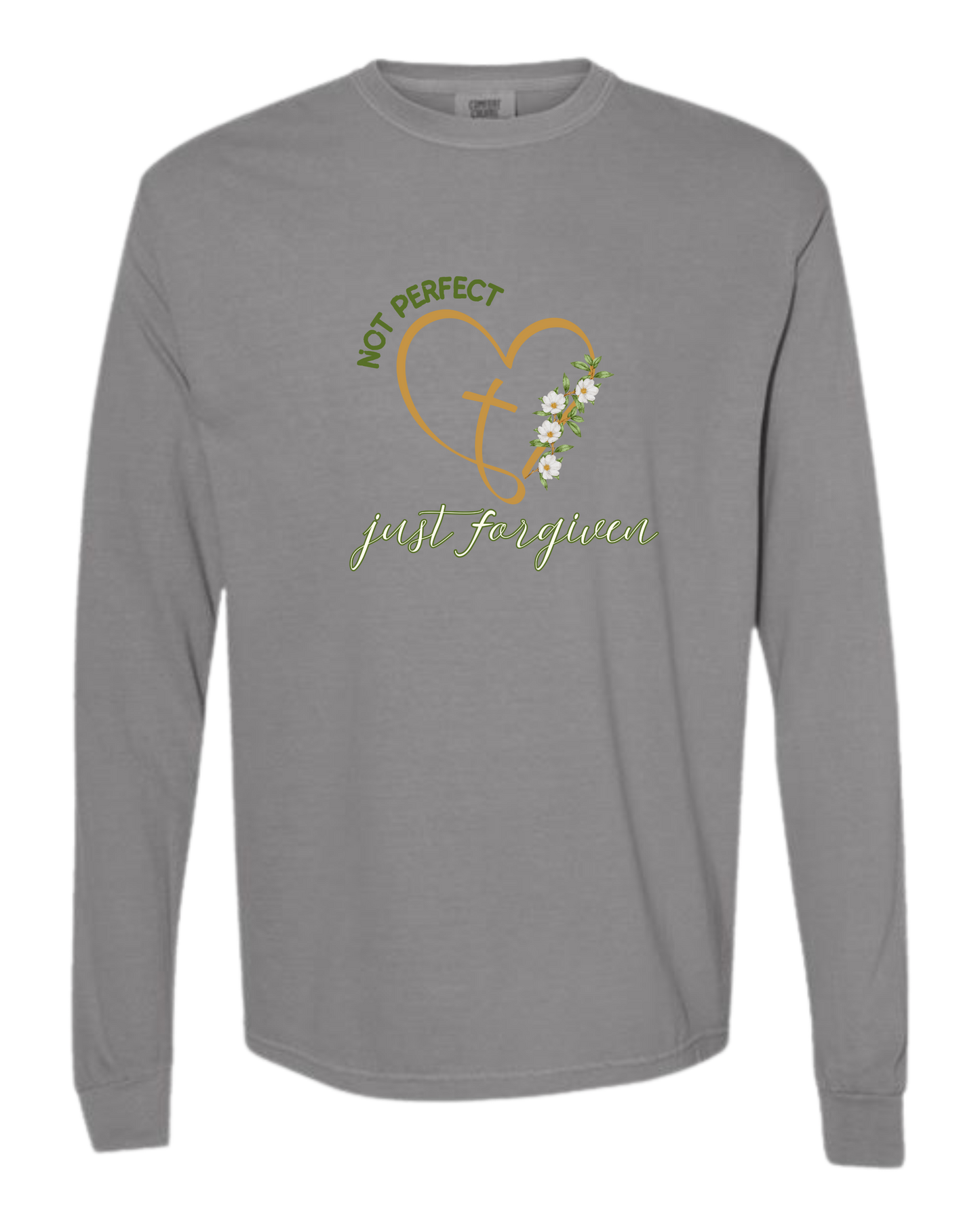 Not Perfect Just Forgiven - Comfort Colors - Heavyweight Long Sleeve Tee - Neutral Colors