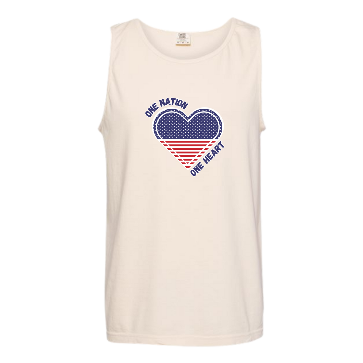 One Nation One Heart - Comfort Colors - Unisex Tank - Neutral Colors & Blues