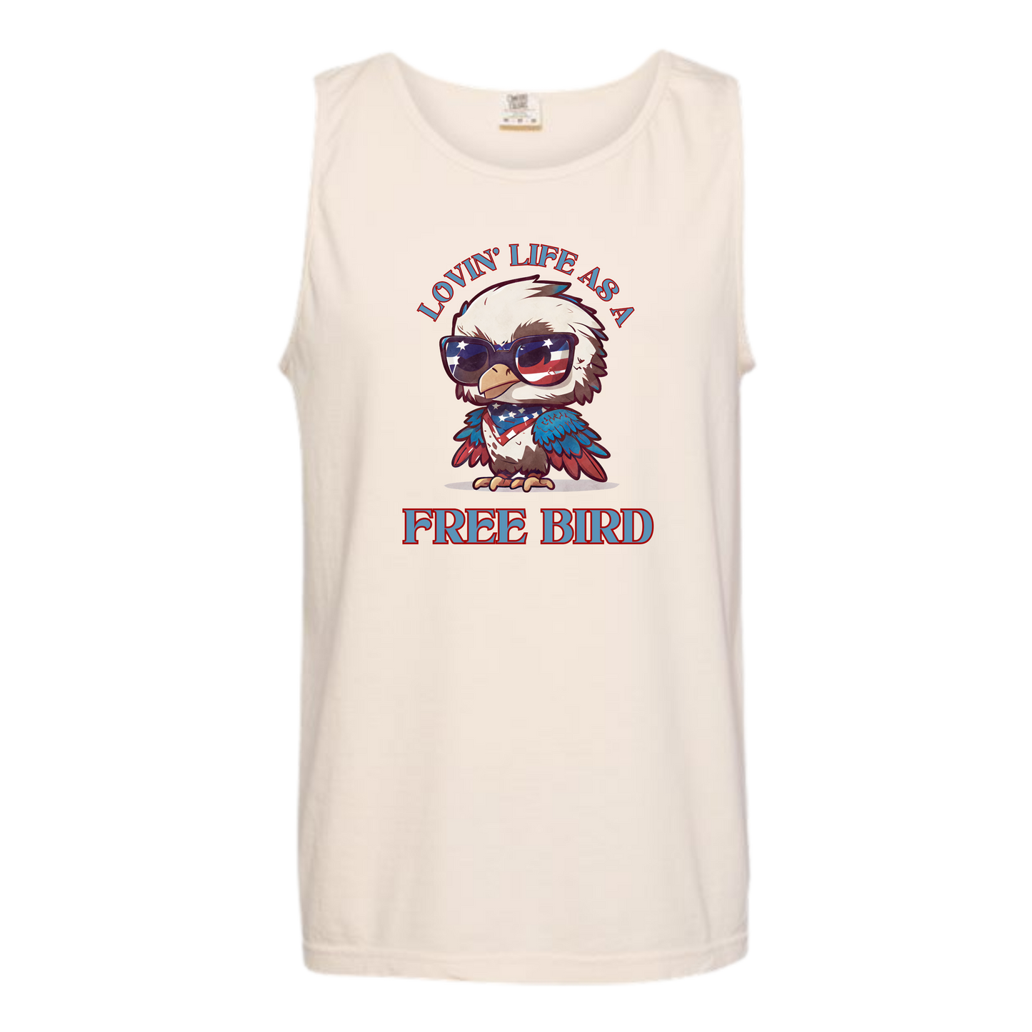Lovin' Life as a Free Bird - Comfort Colors - Unisex Tank - Neutral Colors & Blues