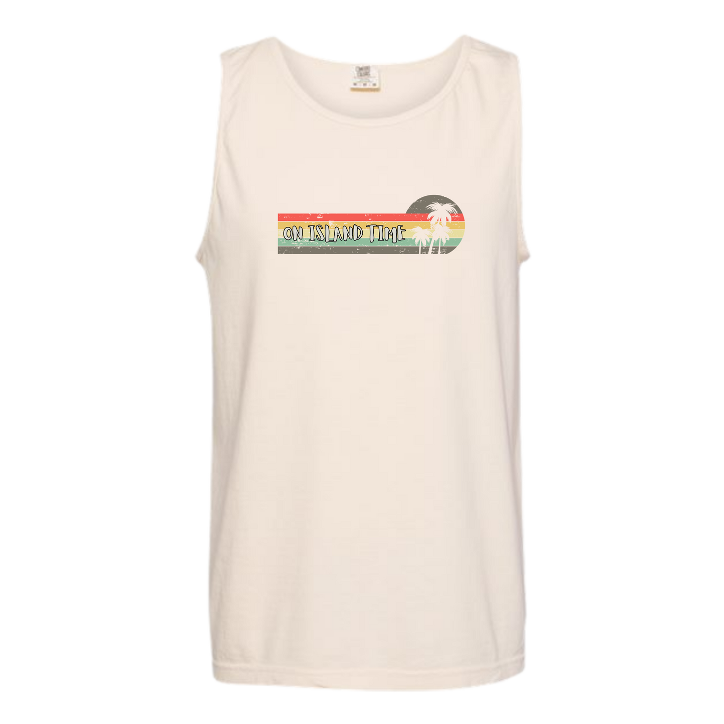 On Island Time - Comfort Colors - Unisex Tank - Neutral Colors & Blues
