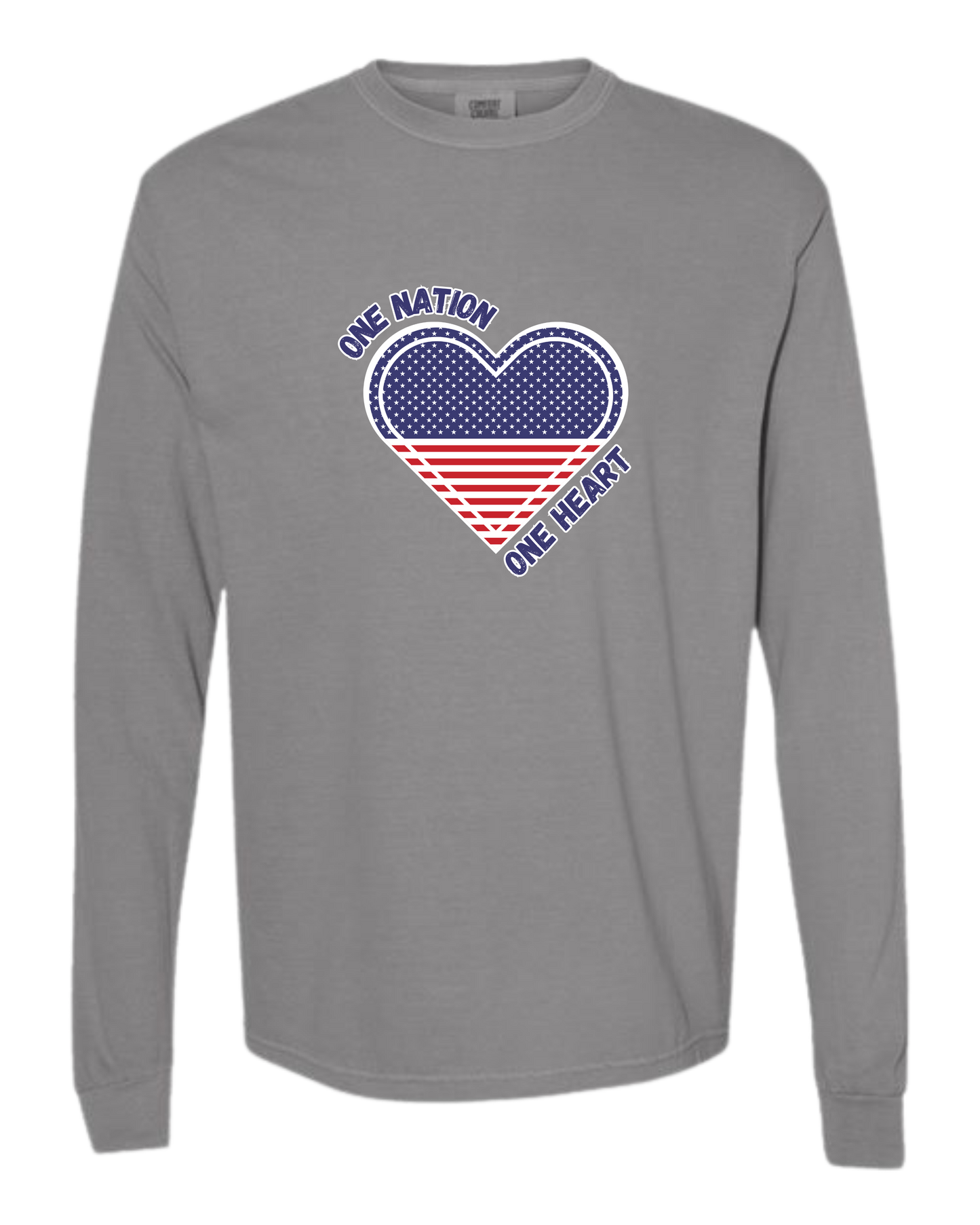 One Nation One Heart - Comfort Colors - Heavyweight Long Sleeve Tee - Neutral Colors