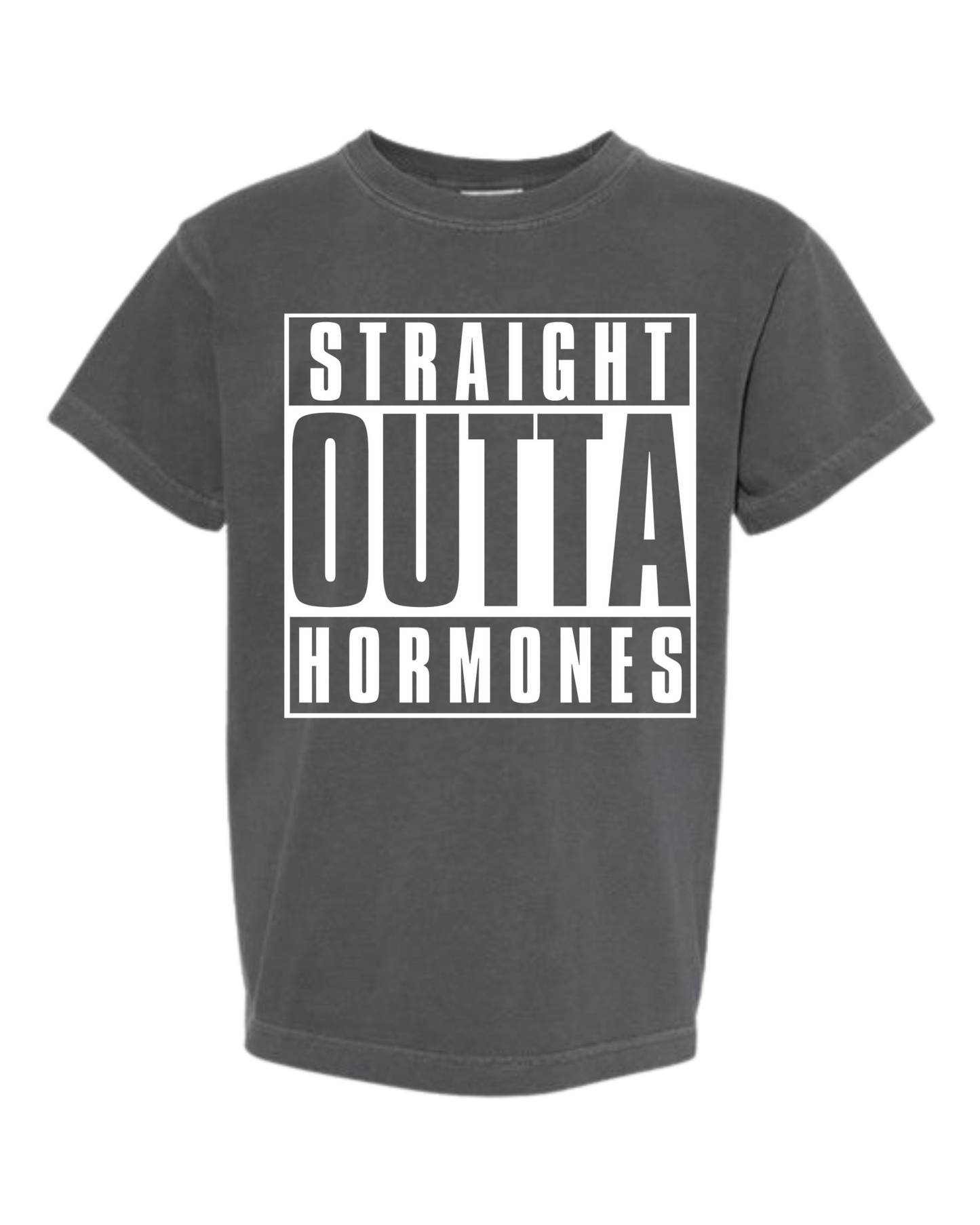 Straight Outta Hormones - Comfort Colors - Heavyweight Youth Tee - Neutral Colors & Blues