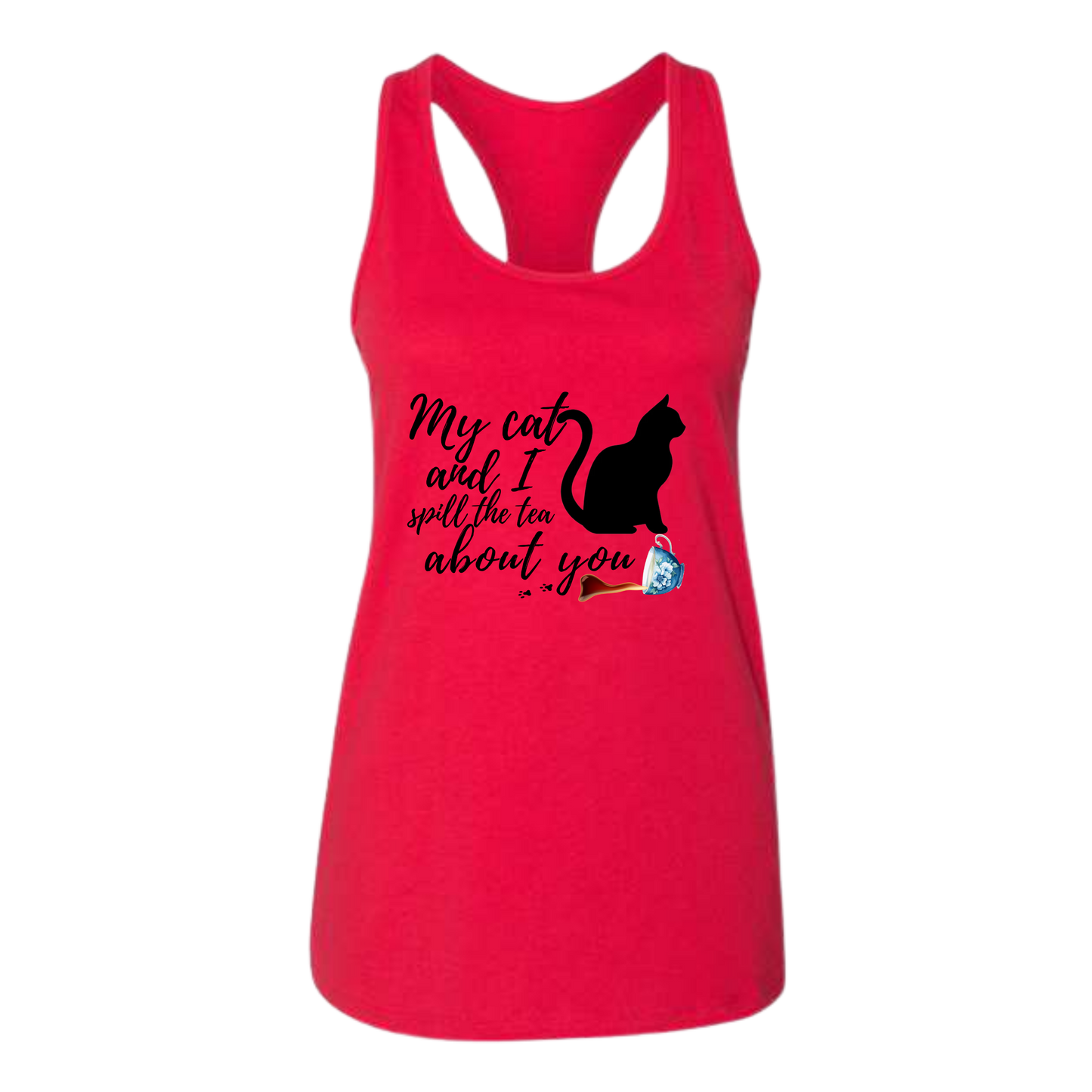 My Cat and I spill the tea about you - Bella+Canvas - Women's Jersey Racerback Tank