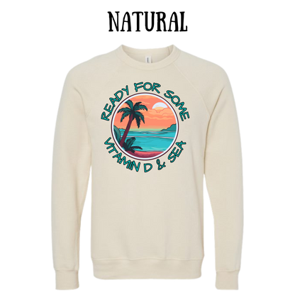 VP - Ready For Some Vitamin D & Sea - Sponge Fleece Raglan Sweatshirt - Greens, Neutrals