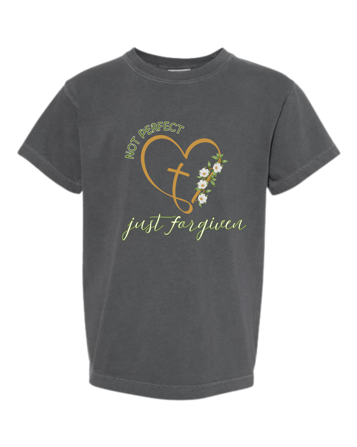 Not Perfect Just Forgiven - Comfort Colors - Heavyweight Youth Tee - Neutral Colors & Blues