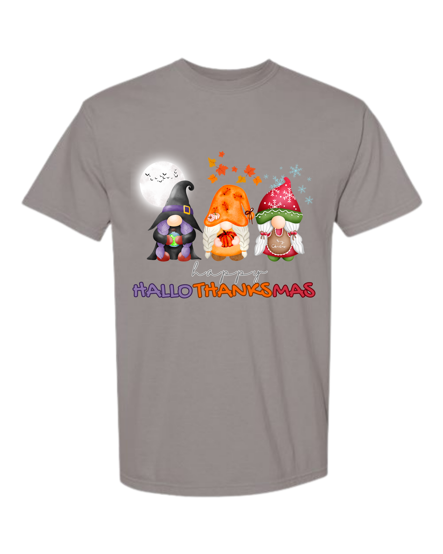 Happy HalloThanksMas Gnomes- Comfort Colors - Heavyweight Unisex Tee - Neutrals