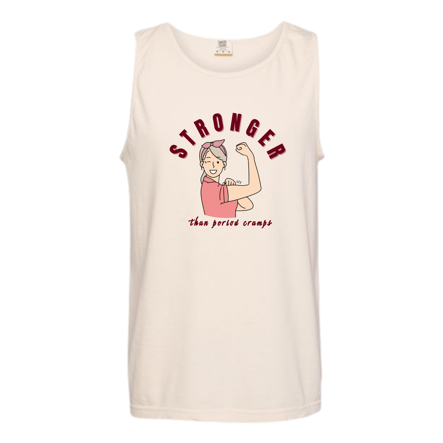 Stronger Than Period Cramps - Comfort Colors - Unisex Tank - Neutral Colors & Blues