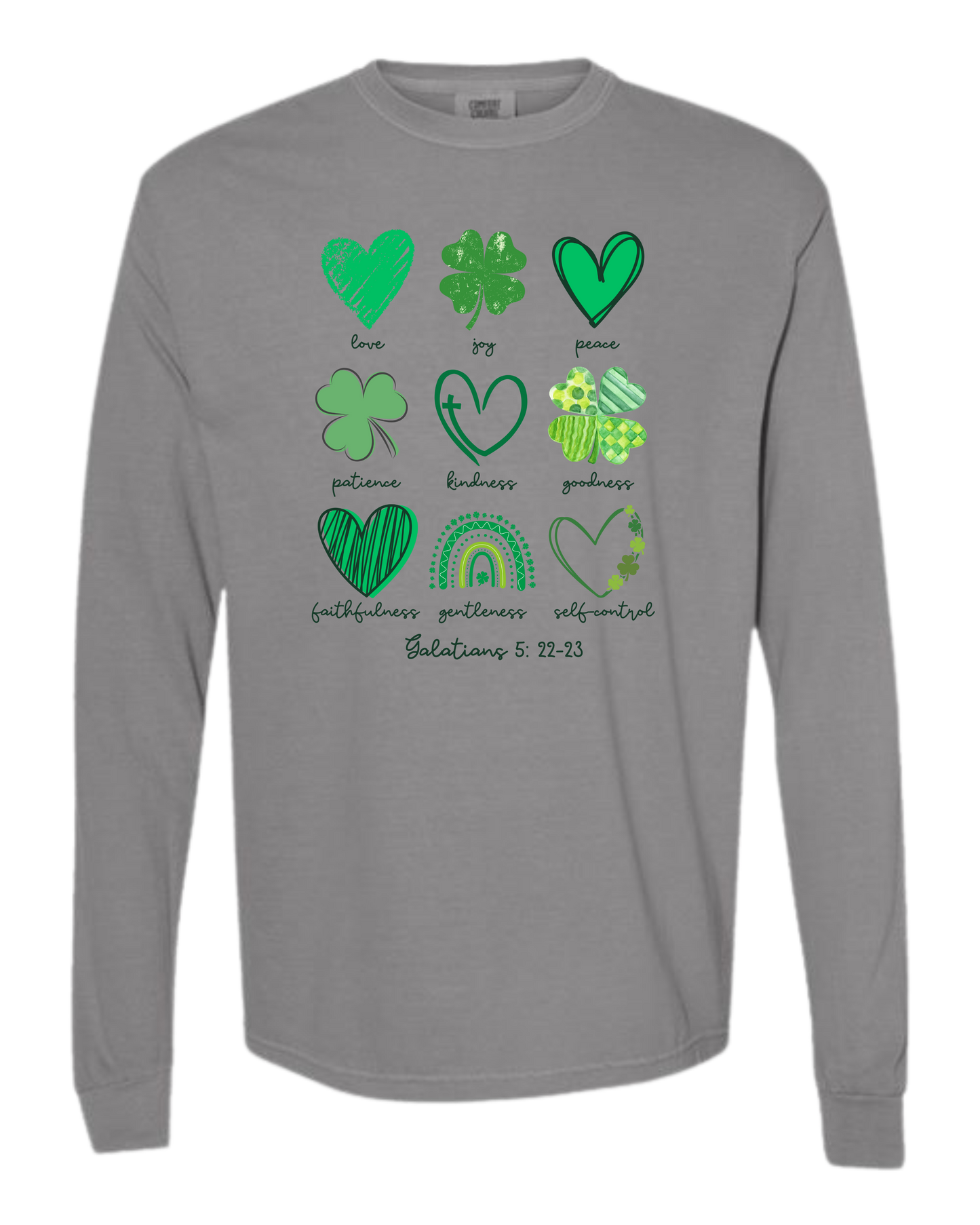 Galatians 5 - St Patrick's Day - Comfort Colors - Heavyweight Long Sleeve Tee - Neutral Colors