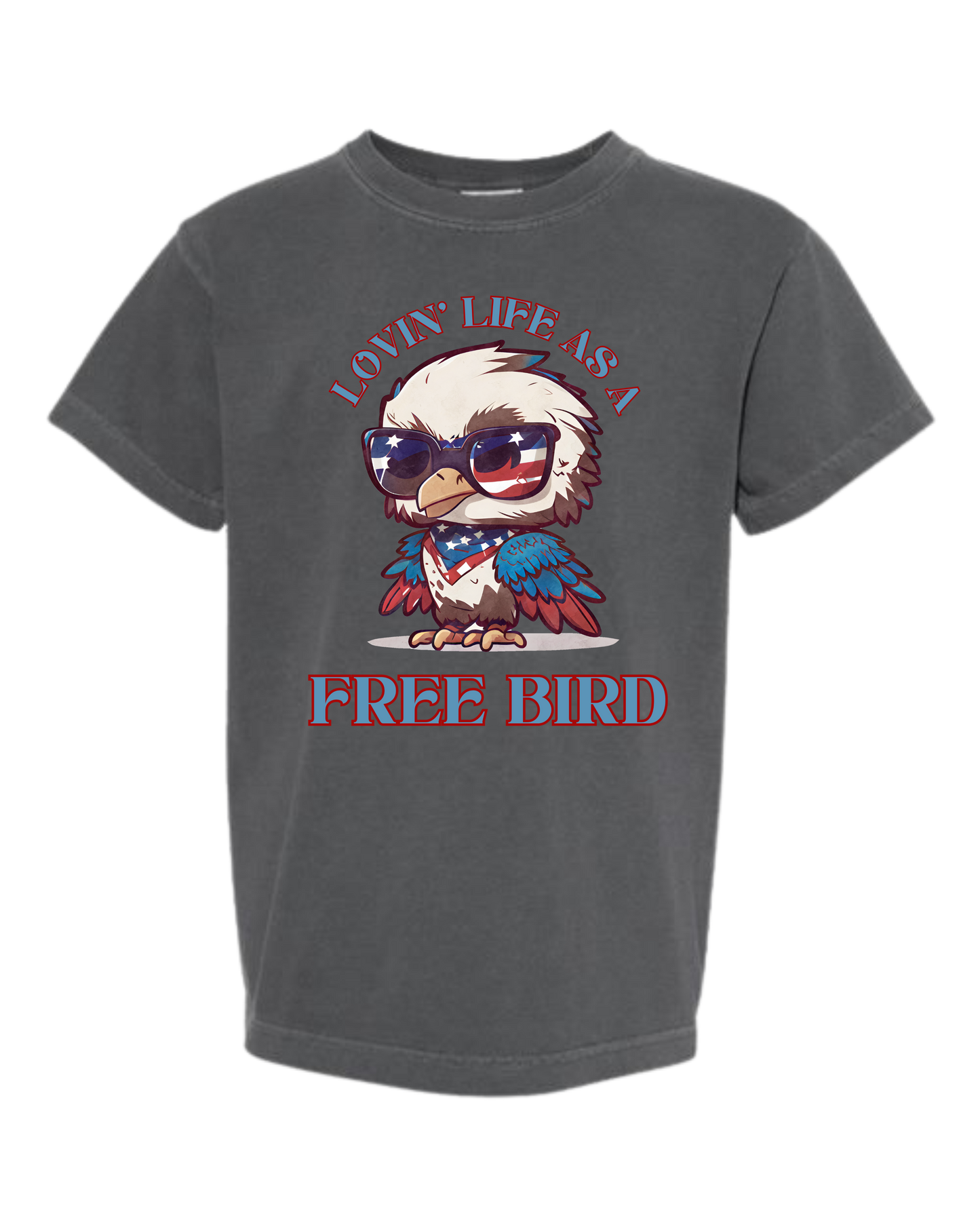 Lovin' Life as a Free Bird - Comfort Colors - Heavyweight Youth Tee - Neutral Colors & Blues