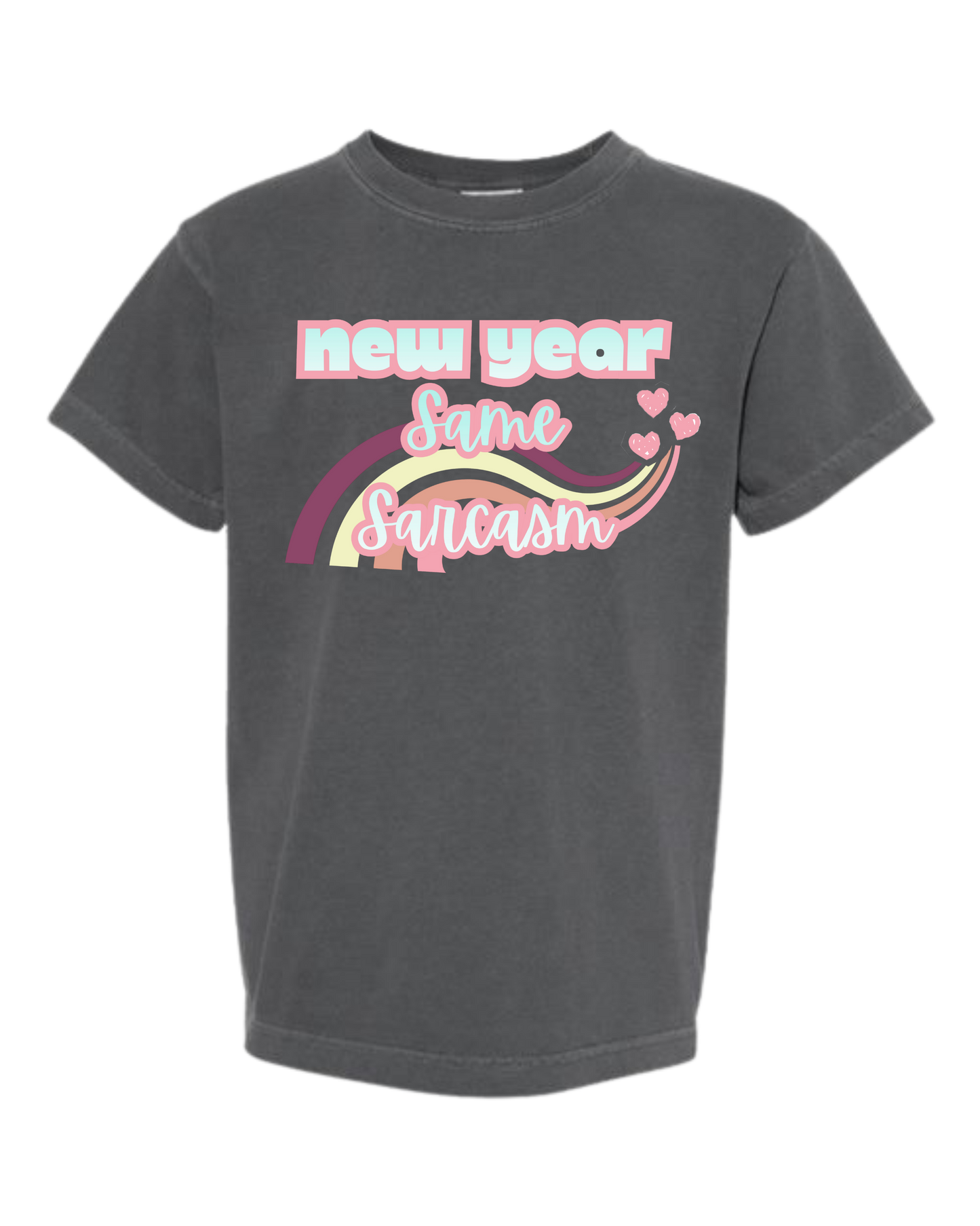 New Year Same Sarcasm - Comfort Colors - Heavyweight Youth Tee - Neutral Colors & Blues