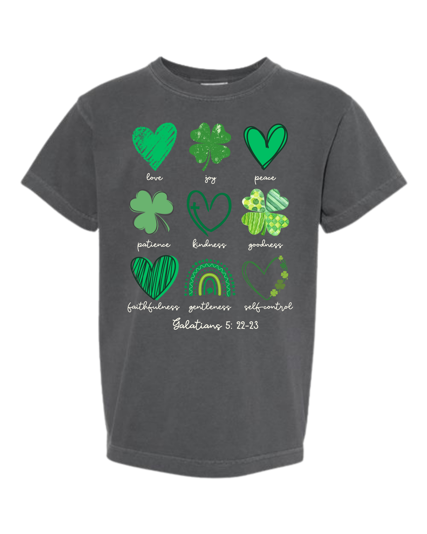 Galatians 5 - St Patrick's Day - Comfort Colors - Heavyweight Youth Tee - Neutral Colors & Blues