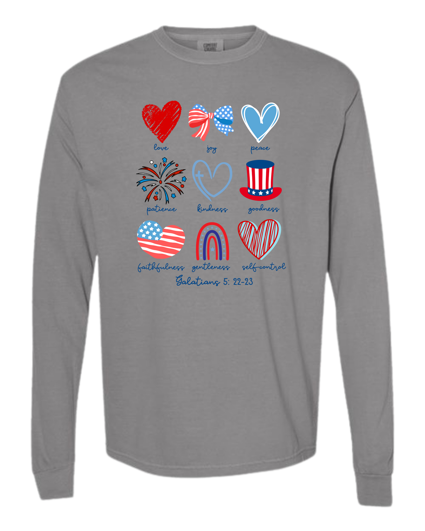 Galatians 5 - Patriotic - Comfort Colors - Heavyweight Long Sleeve Tee - Neutral Colors