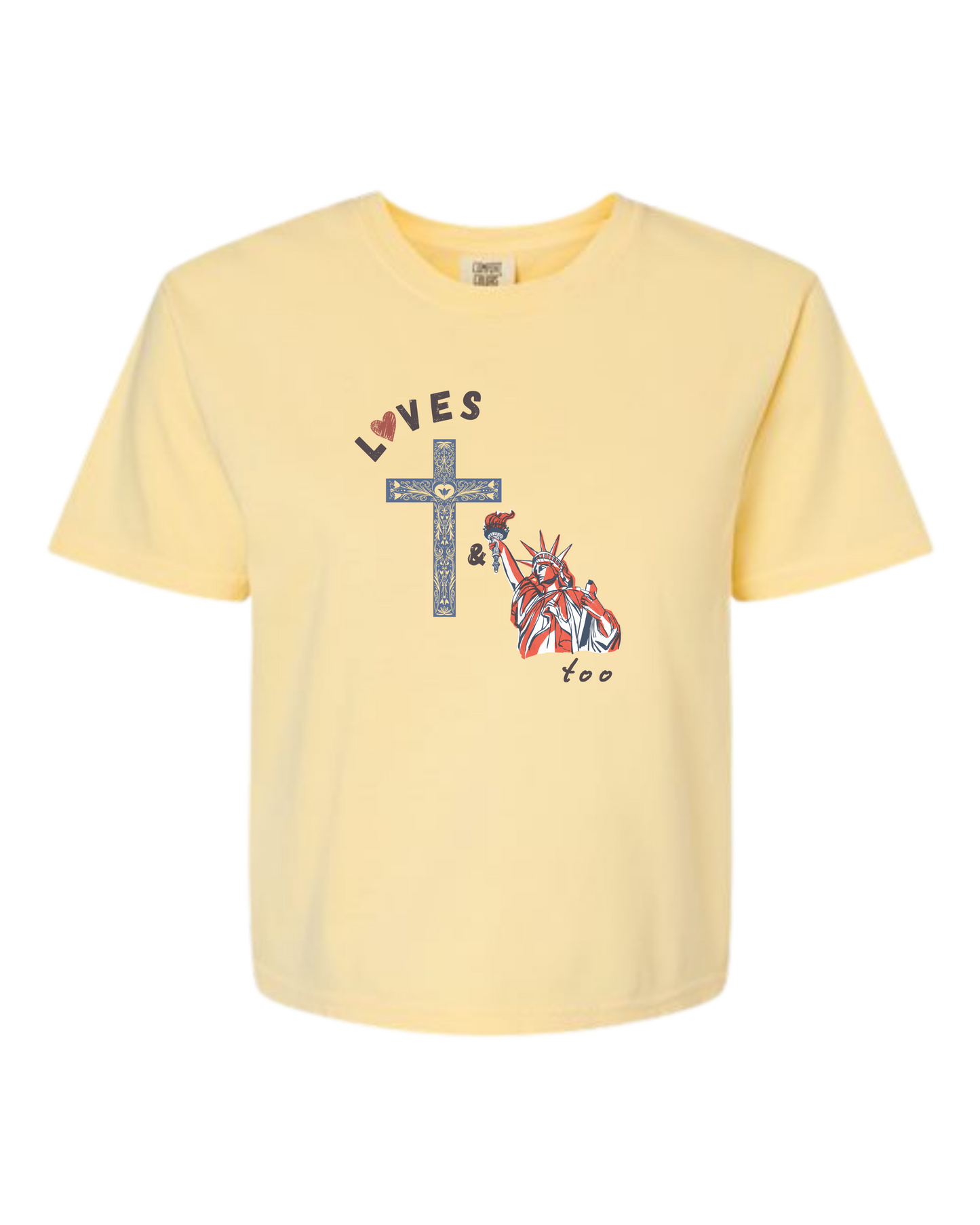 Loves Jesus & America too - Comfort Colors - Boxy T - Assorted Colors