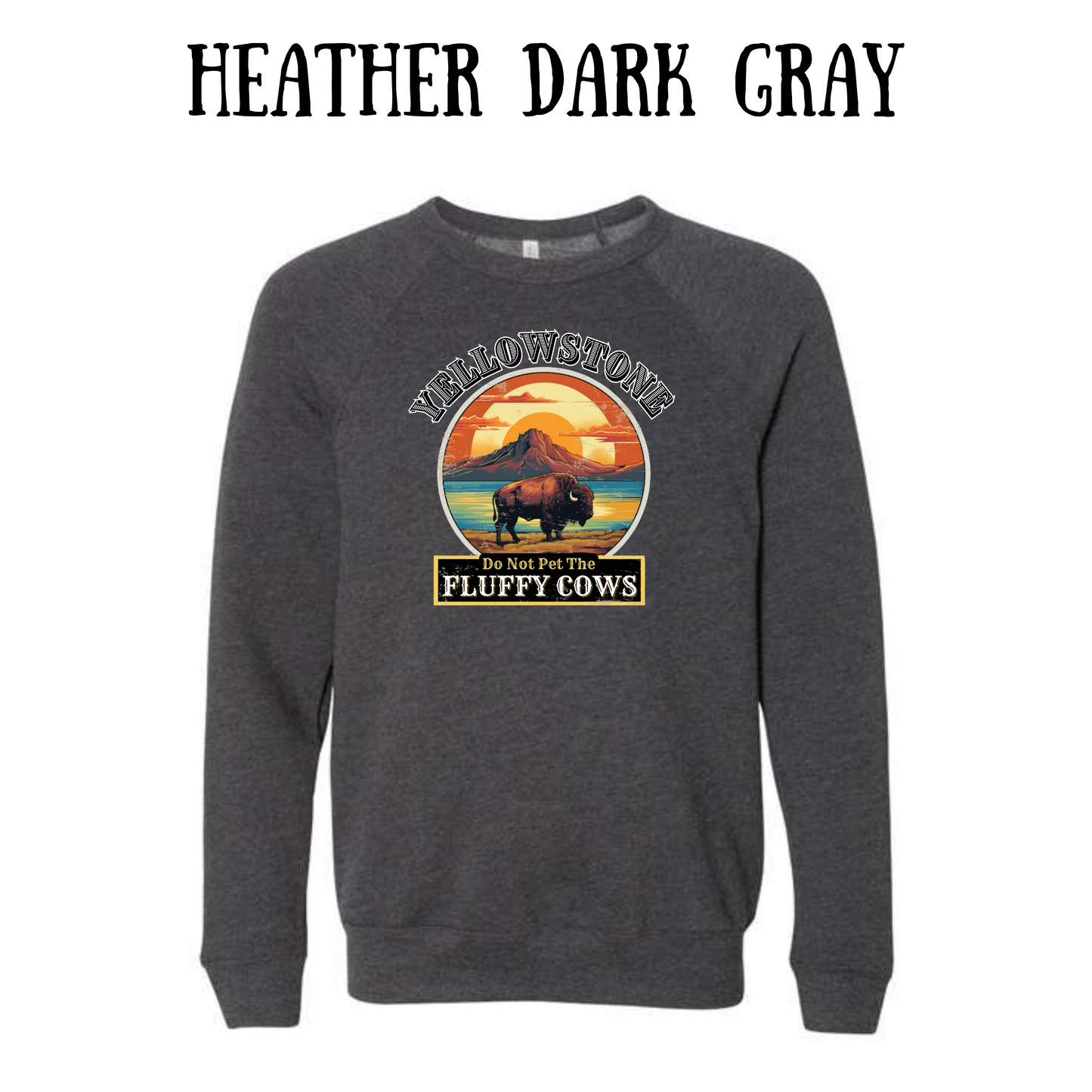 CP - Yellowstone: Fluffy Cows - Sponge Fleece Raglan Sweatshirt - Greens, Neutrals